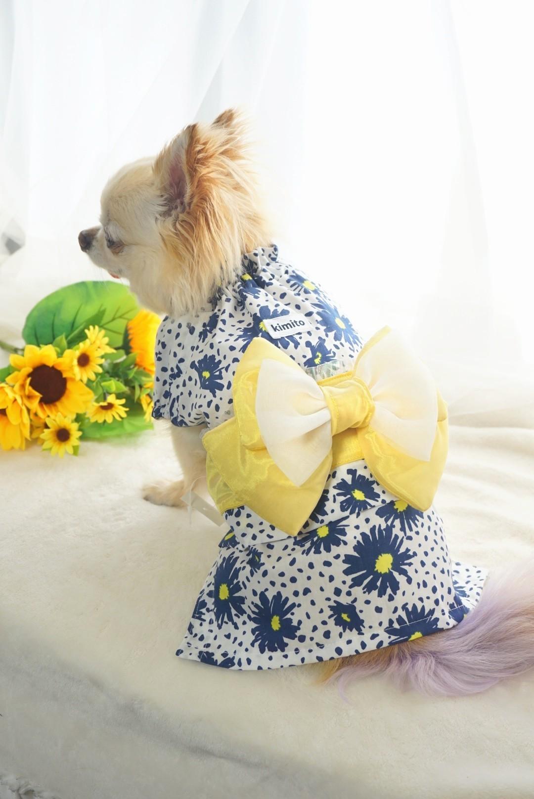 バリアフリーわんこの浴衣（花ブルー)の商品画像
