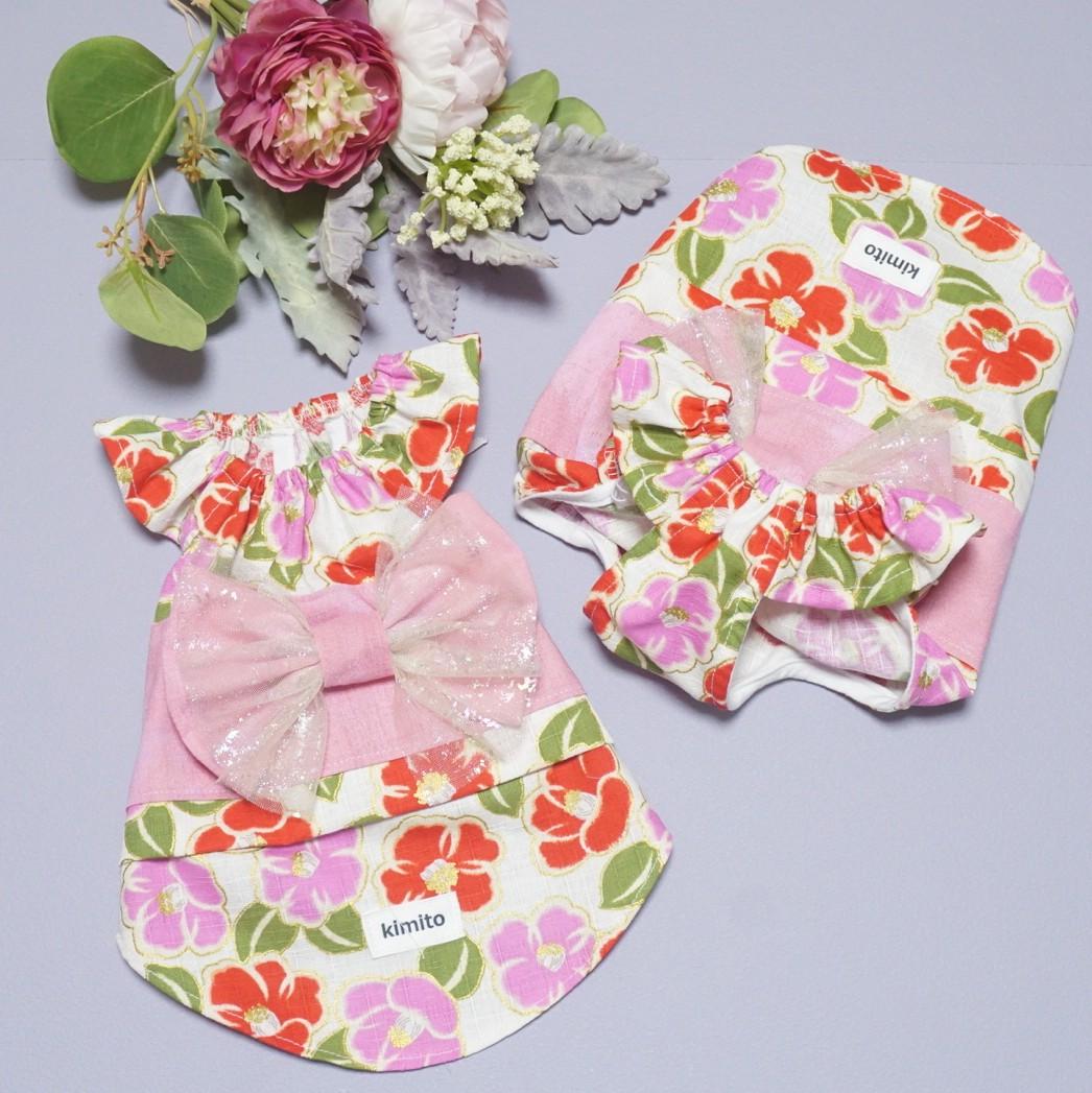 チュニック型浴衣(花pink)の商品画像