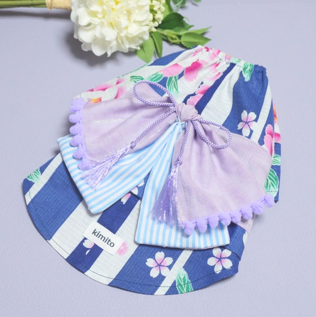 Upcycled：チュニック型浴衣(花blue)の商品画像