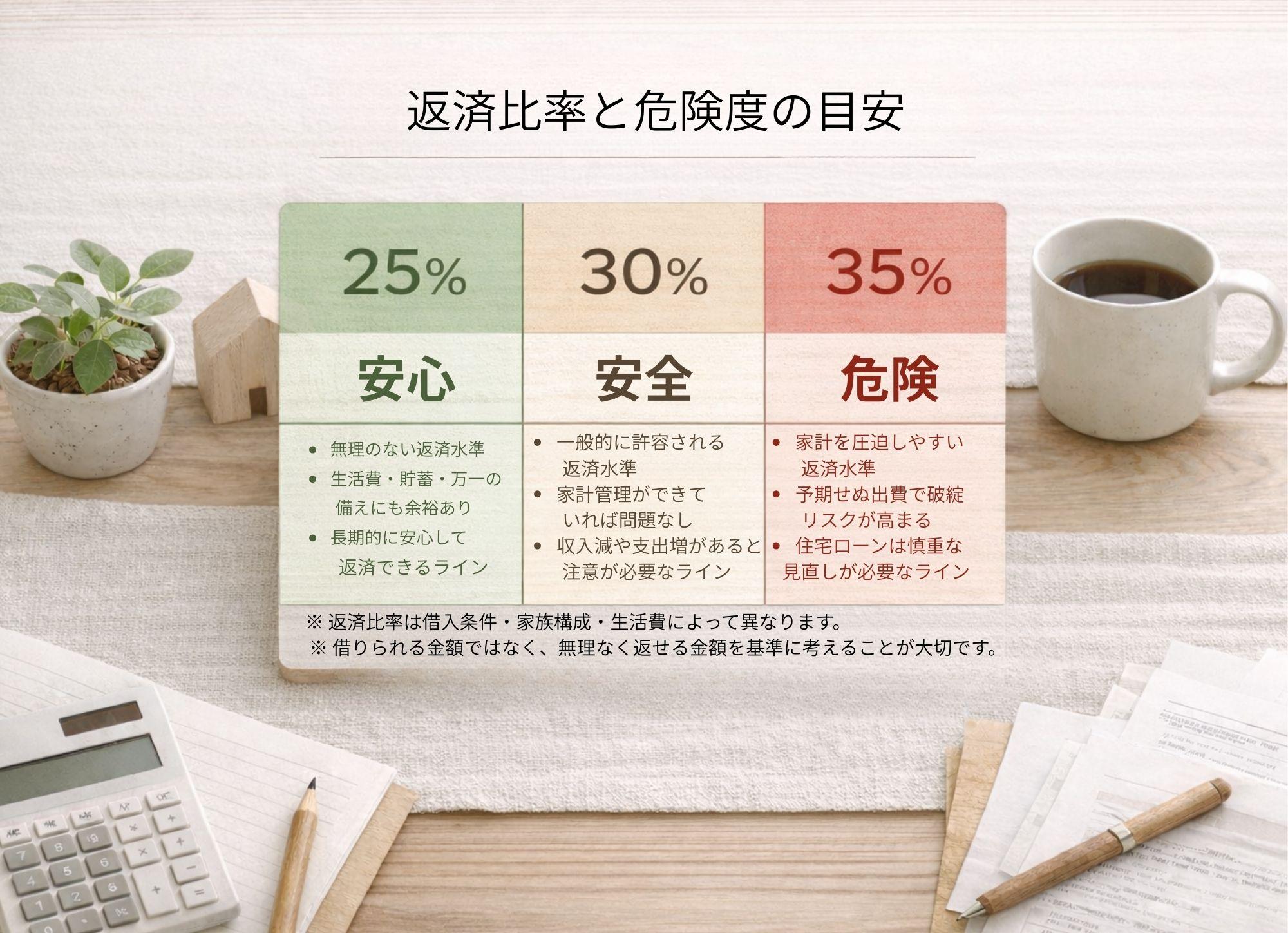 返済比率と危険度の目安クロネコハウス