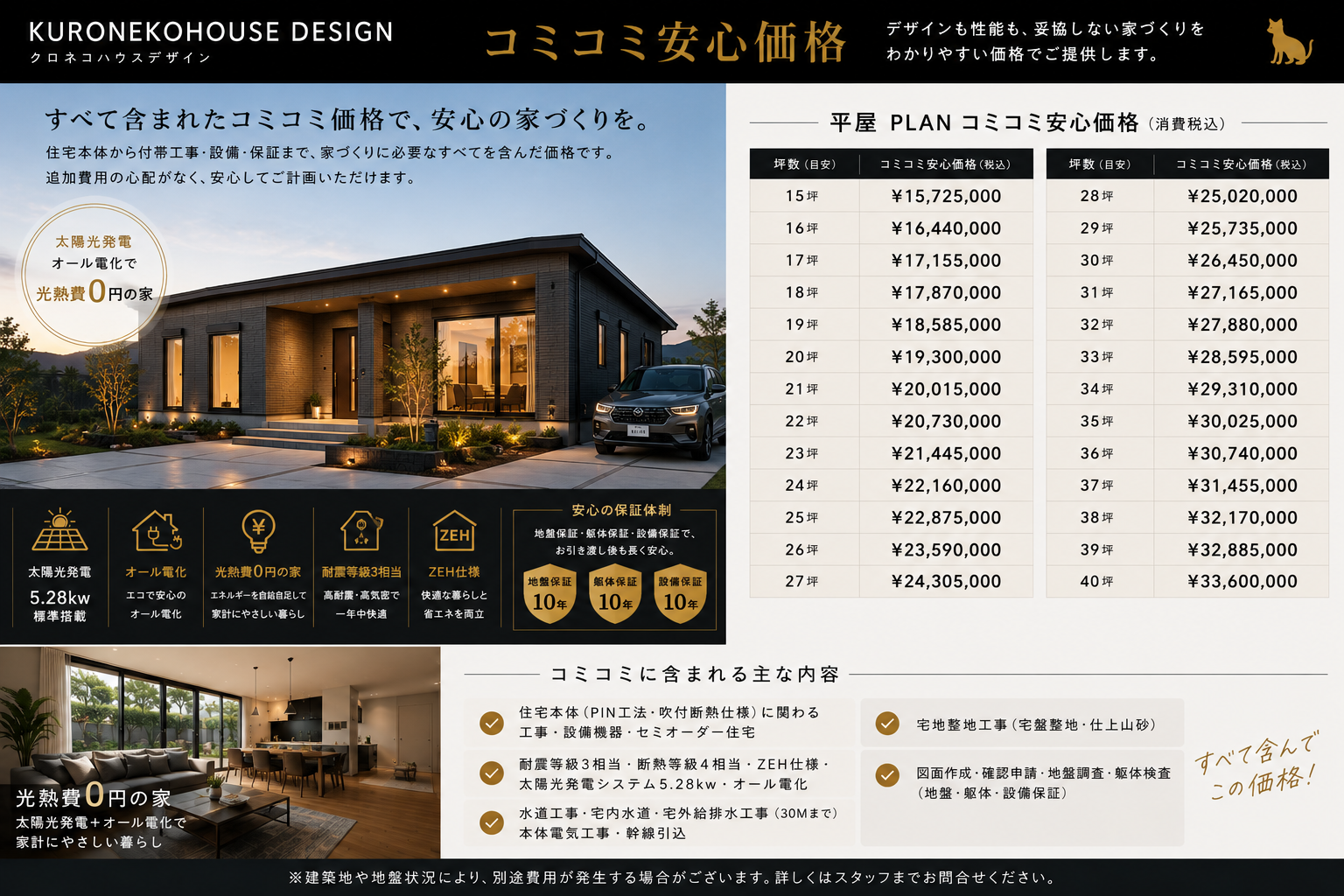 クロネコハウス平屋価格表