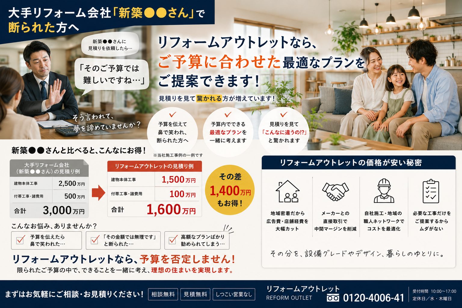 大手に断られた方へ　リフォームアウトレット
