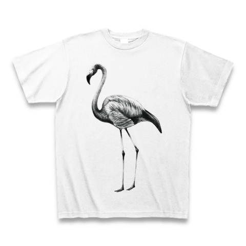 イラストTシャツ　リアルイラストTシャツ　フラミンゴのイラストTシャツ