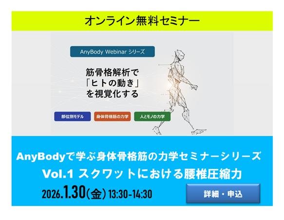 AnyBodyで学ぶ身体骨格筋の力学セミナーシリーズ Vol.1 スクワットにおける腰椎圧縮力