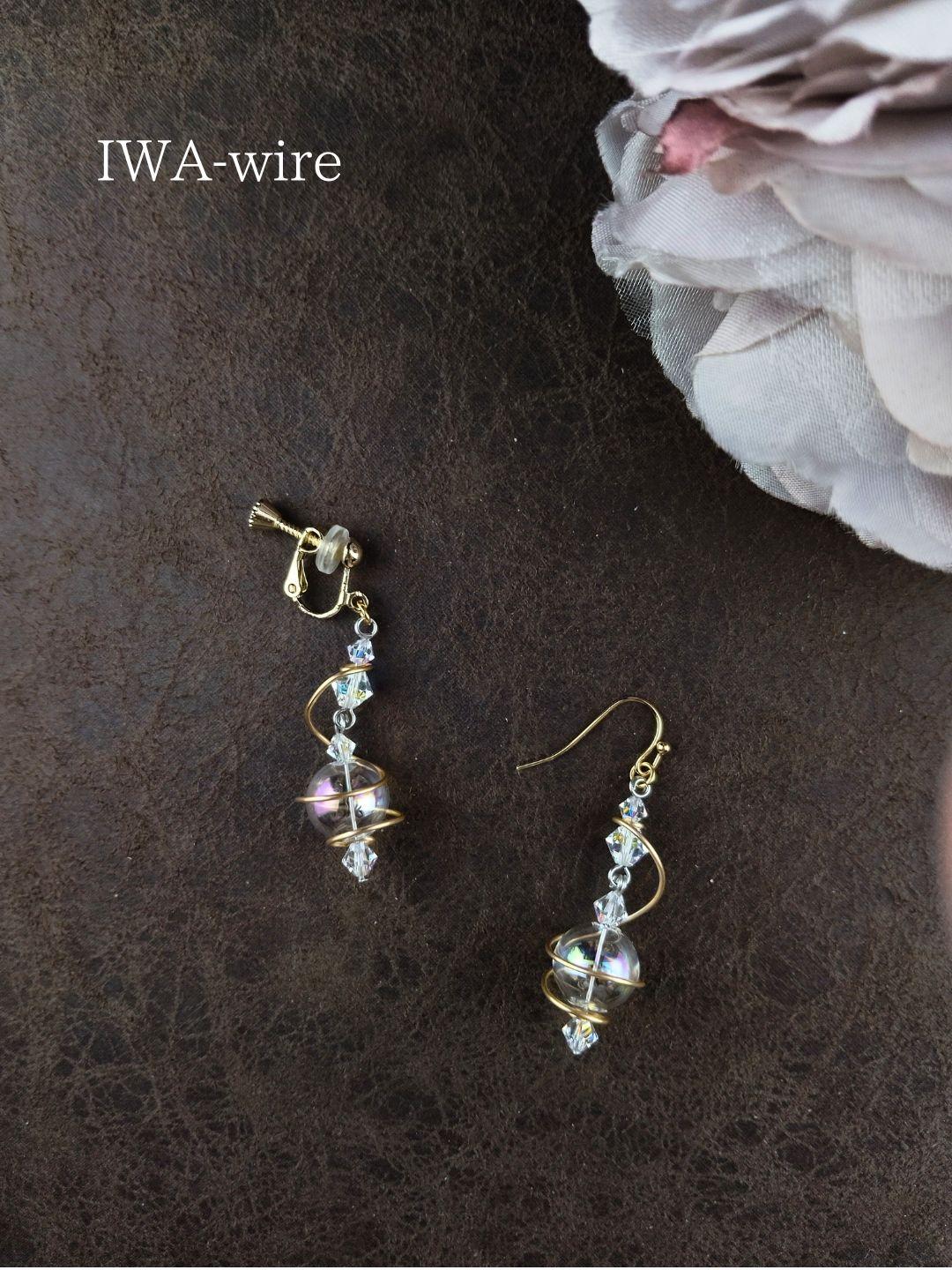 ワイヤーアクセサリー 　ワイヤーピアス　ワイヤーイヤリング　手作りワイヤーアクセサリー