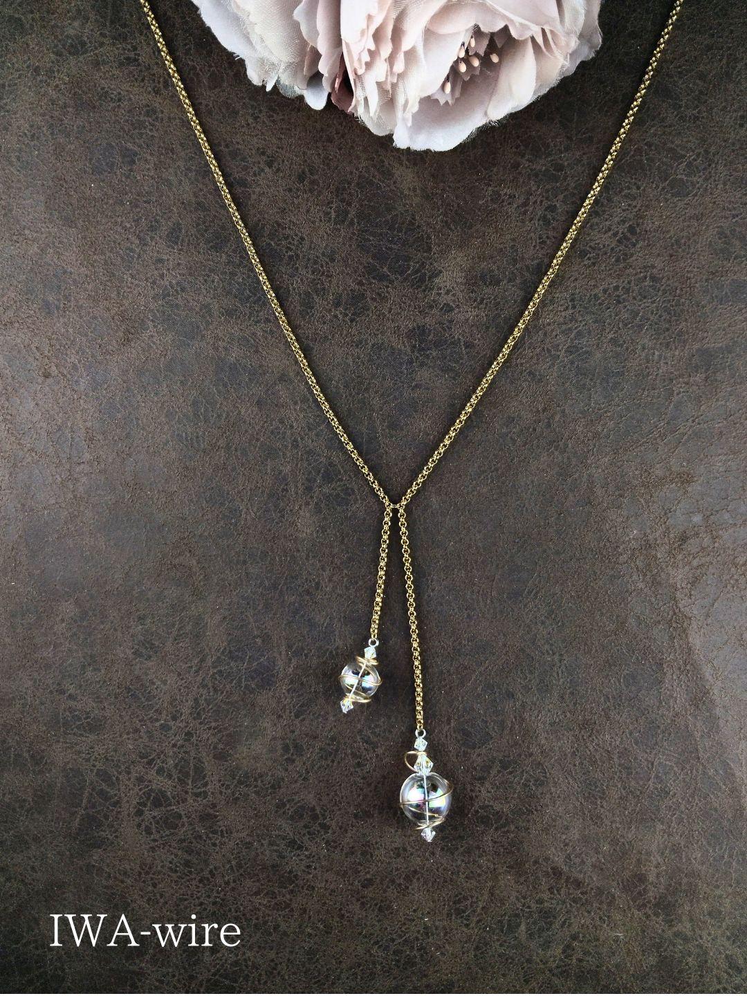 ワイヤーアクセサリー 　ワイヤーネックレス　手作りワイヤーアクセサリー