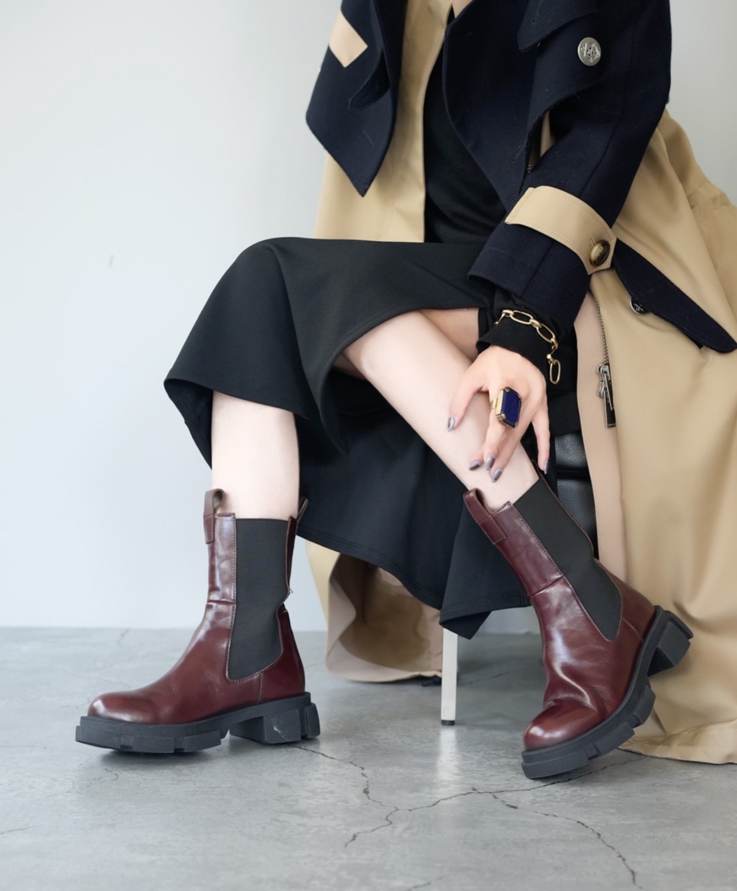 MANA 518029 厚底サイドゴアブーツ