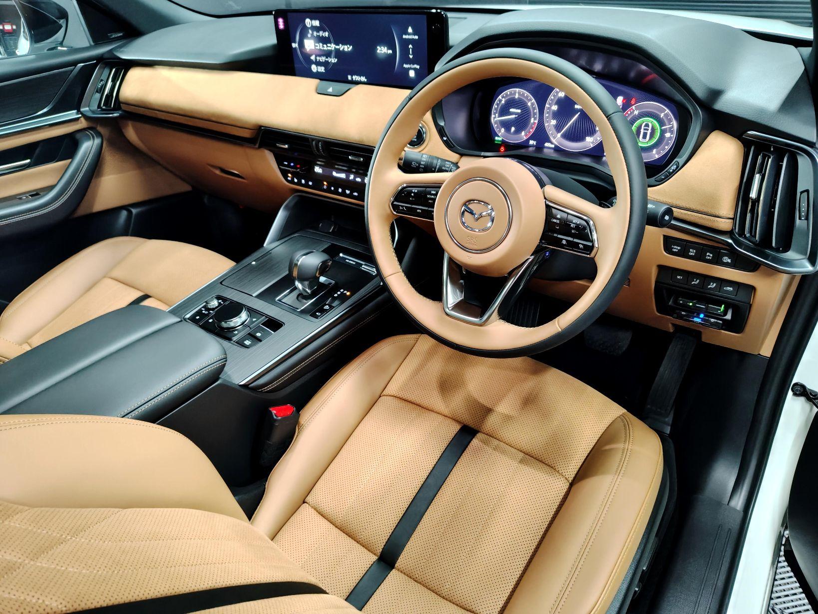 新車CX-60 XD-HYBRID Premium Sports タンカラー内装革レザーシートステアリングハンドルドアトリム内張りセンターコンソールコーティング北海道マツダ札幌北広島恵庭江別千歳旭川ディーラー