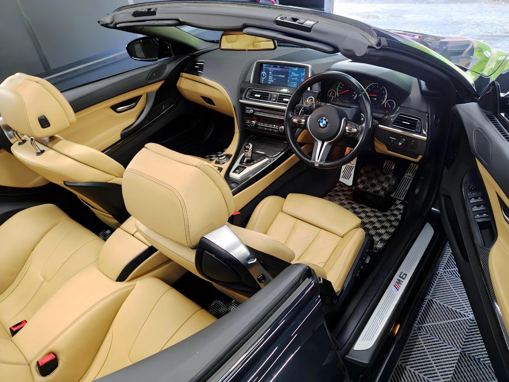 BMW M6カブリオレF12内装革レザーシートクリーニング＋保護コーティングテカリ汚れオープンレンタカー札幌国際興業モトーレンディーラー