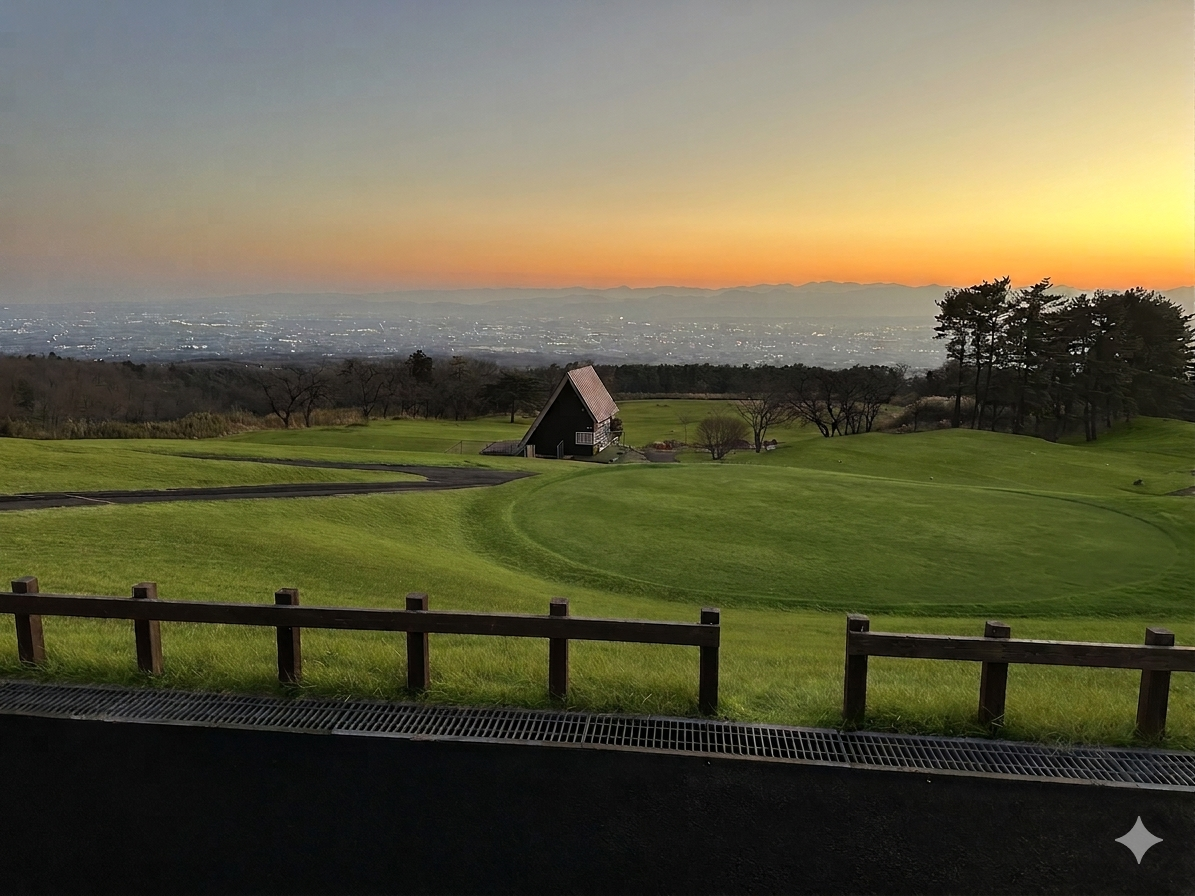 夕景とラウンジ