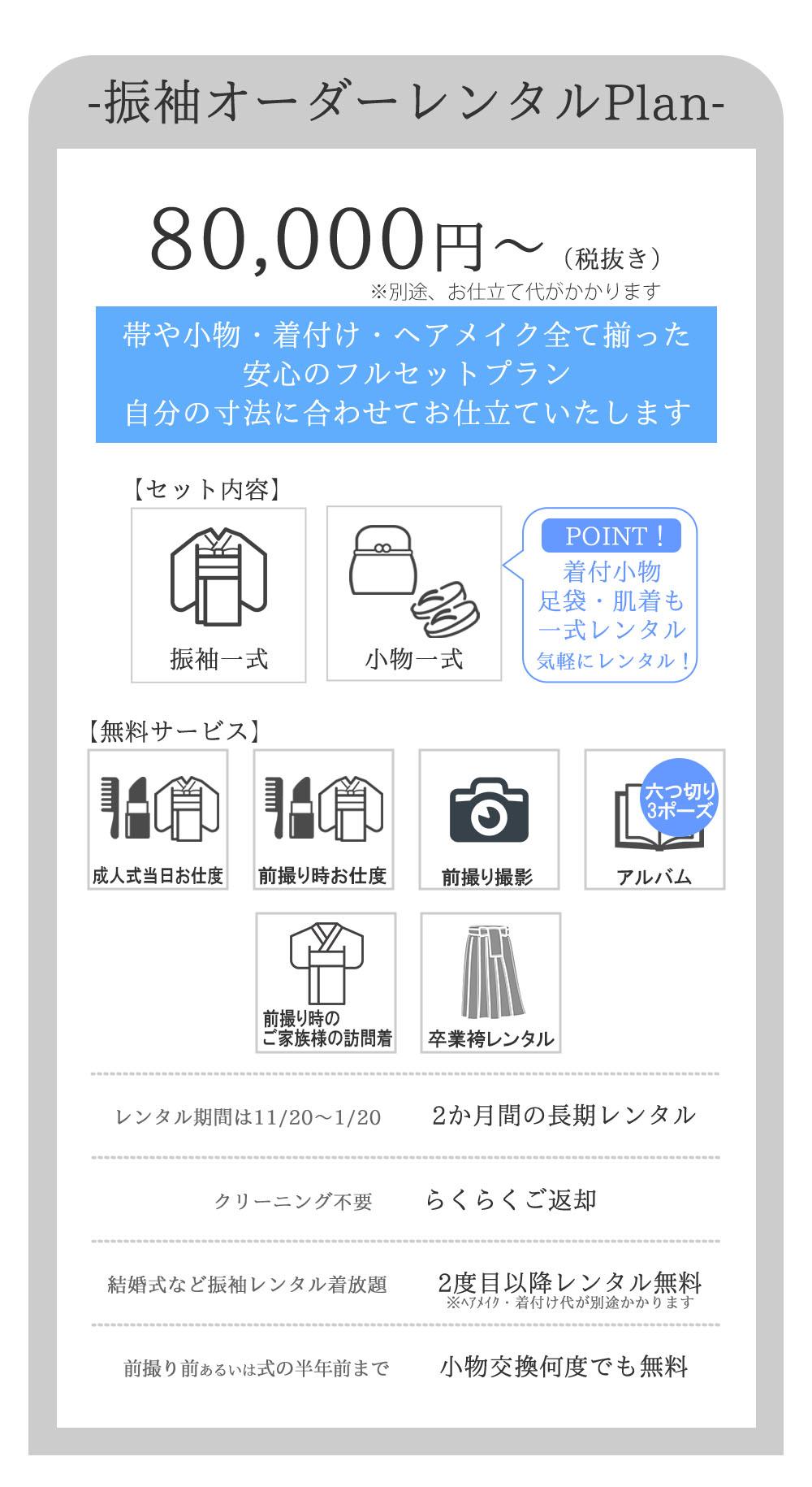 三洋繊維　振袖　振袖レンタル　レンタル　成人式　長岡　上越　見附　小千谷　新潟　前撮り　展示会　オーダーレンタルセット内容