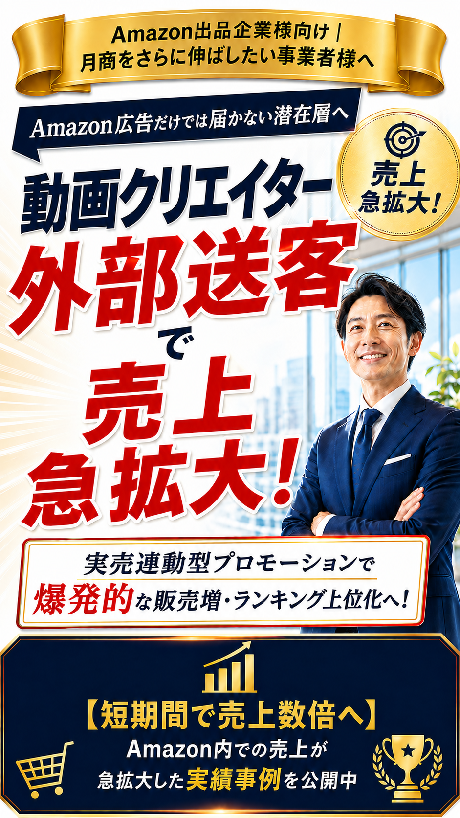 Amazon出品企業向け動画クリエイター外部送客サービス｜売上急拡大・実売連動型プロモーション
