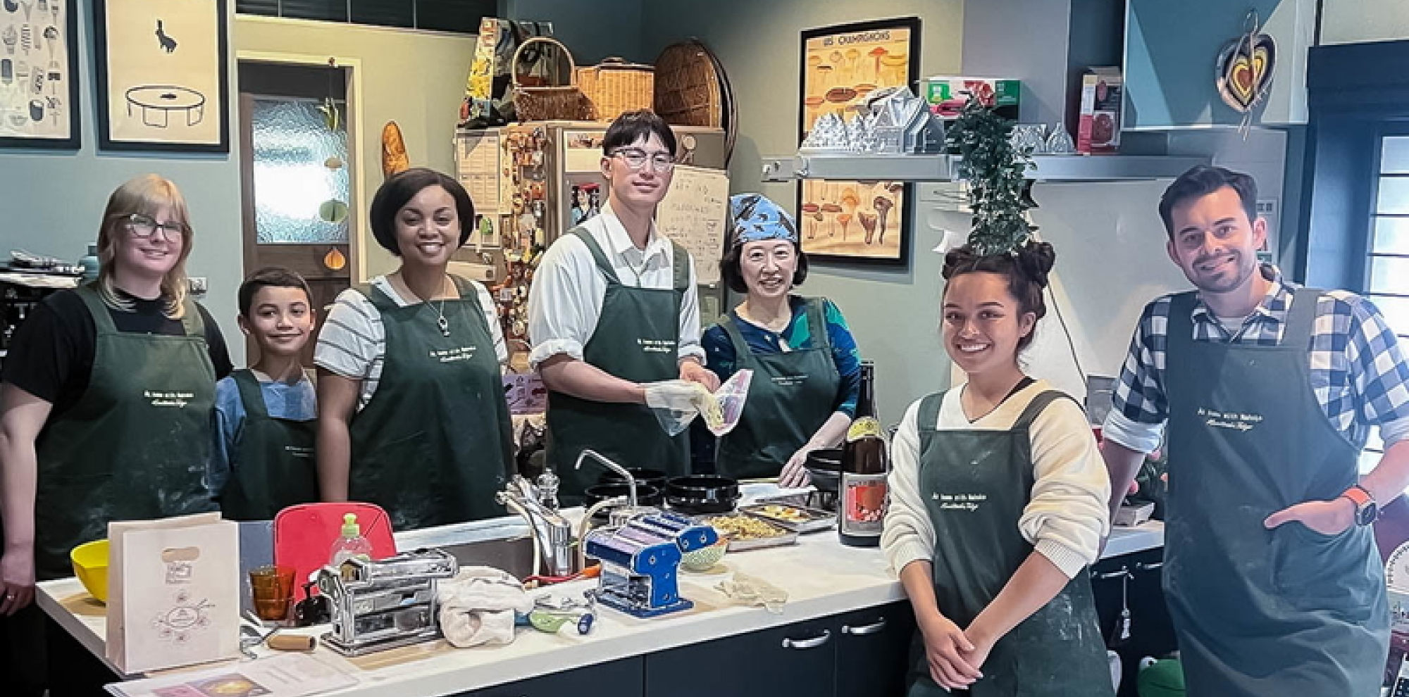 Guests enjoying a Japanese cooking experience with Nahoko