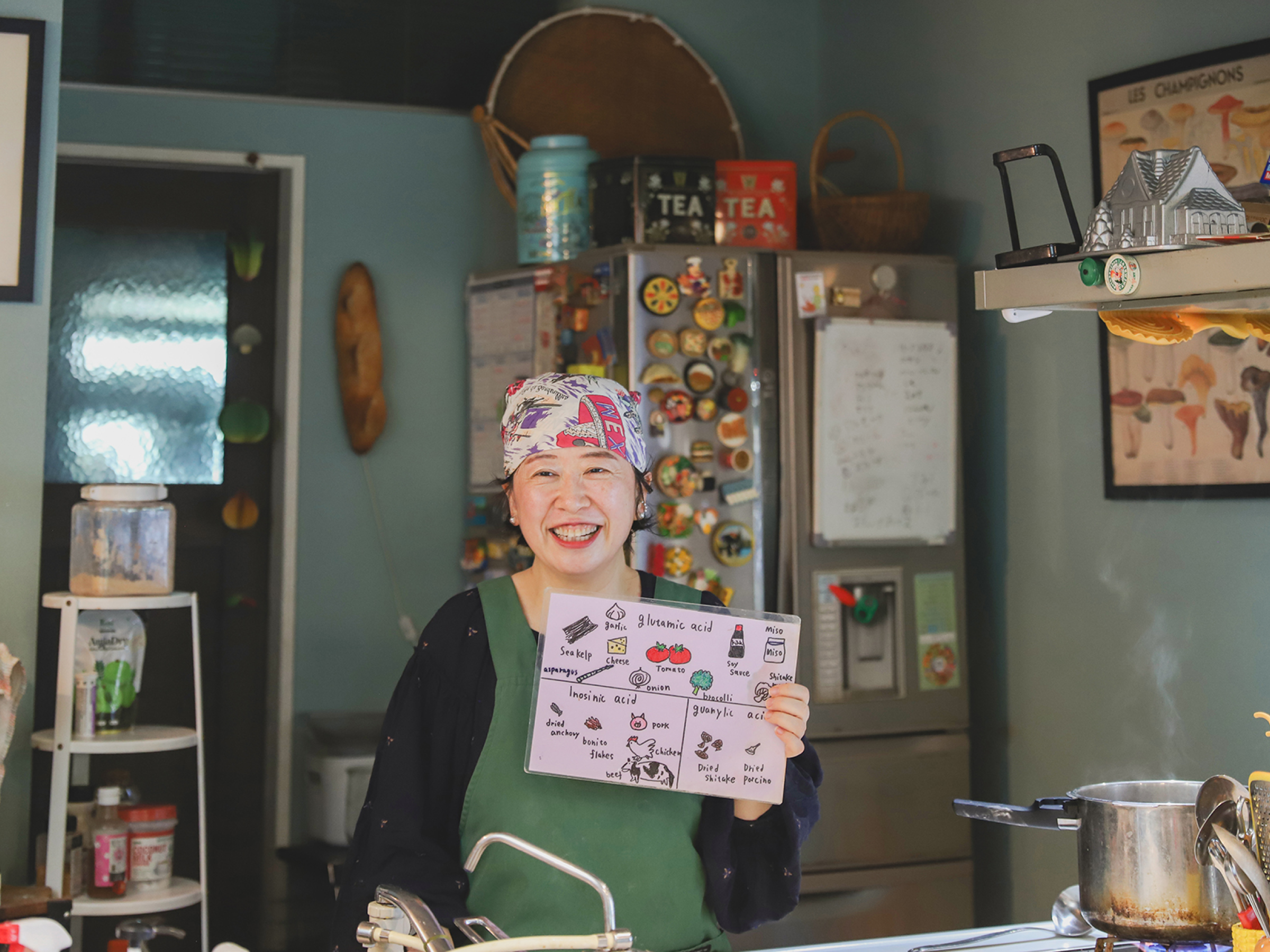 Nahoko welcoming guests at her home cooking class in Kunitachi, Tokyo