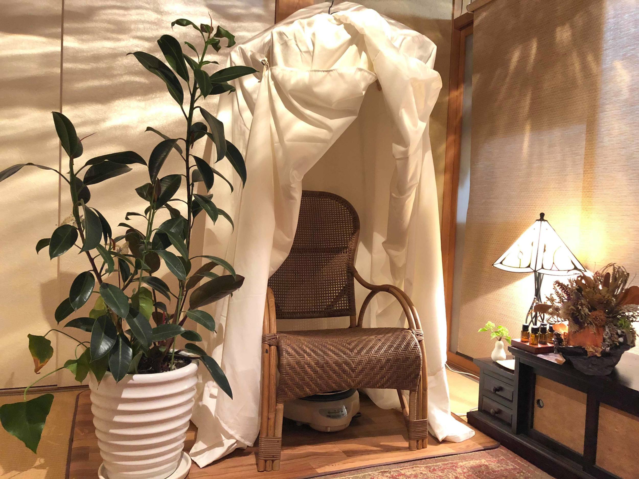 よもぎ蒸しorナチュラルチップハーブ蒸し色々とケープは前にファスナーで調整‼️ よもぎ蒸しorナチュラルチップハーブ蒸し色々とケープは前に