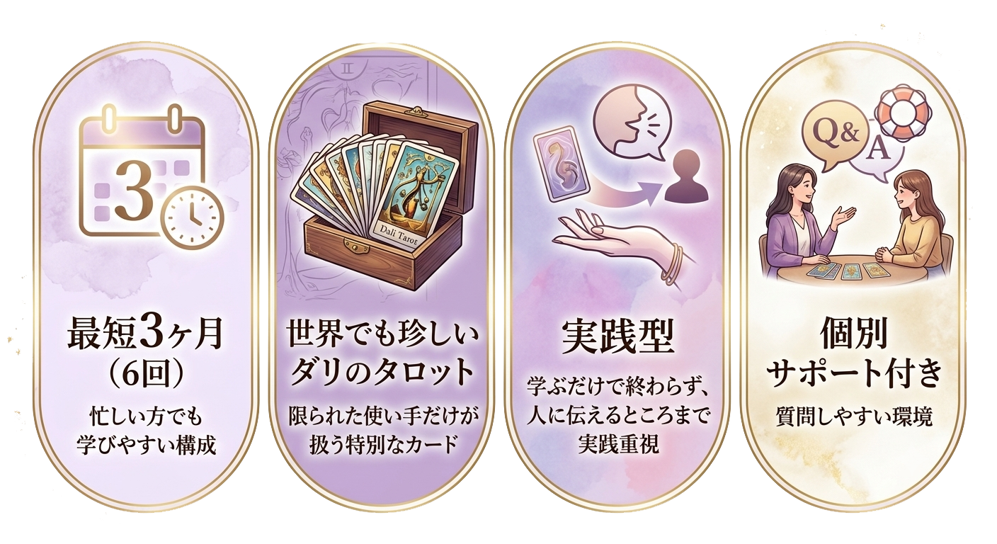 最短3ヶ月で占い師になれるダリのタロット養成講座｜初心者OK！RIEのカードリーディング占い師になれる