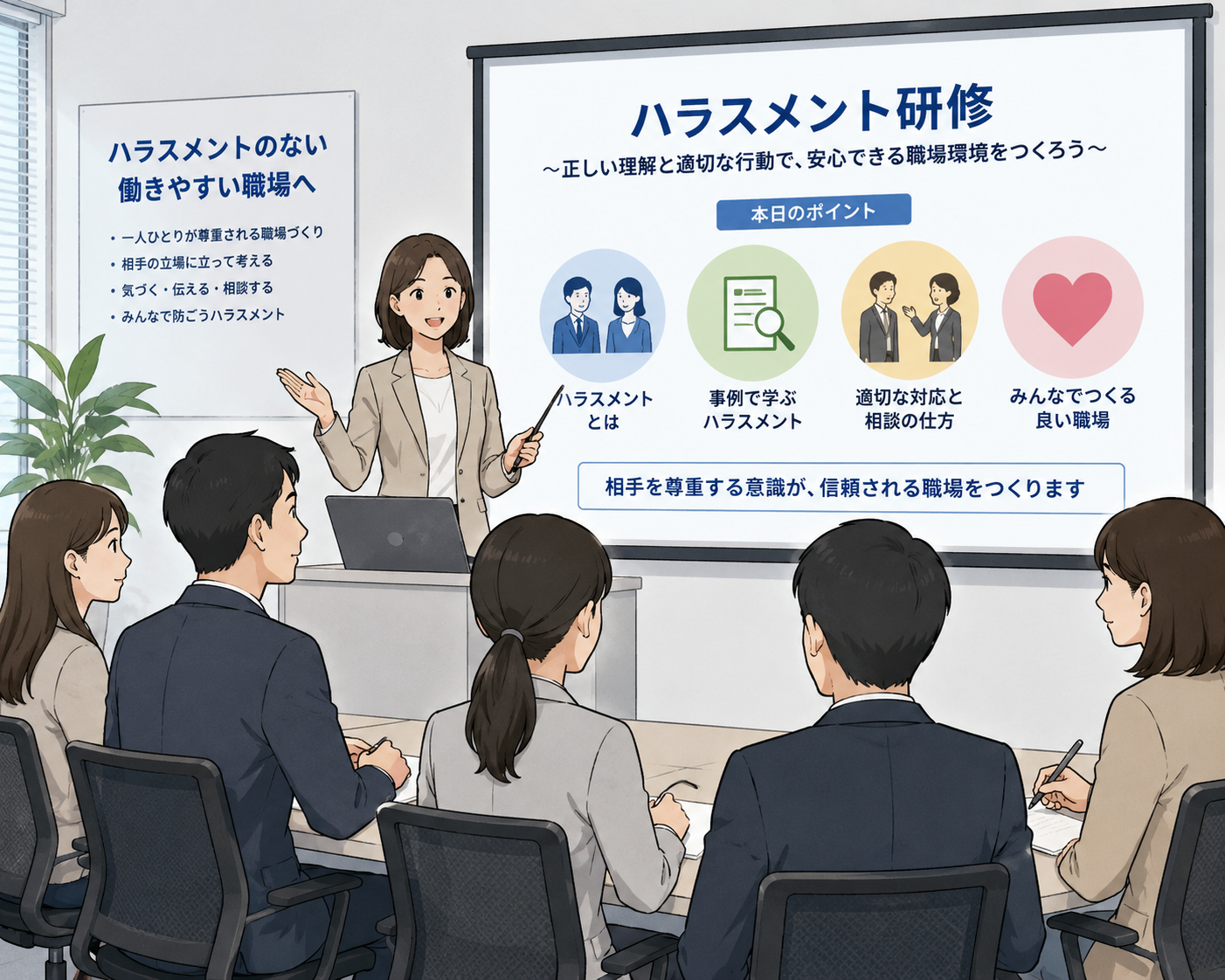 企業向け階層別ハラスメント研修のイメージ
