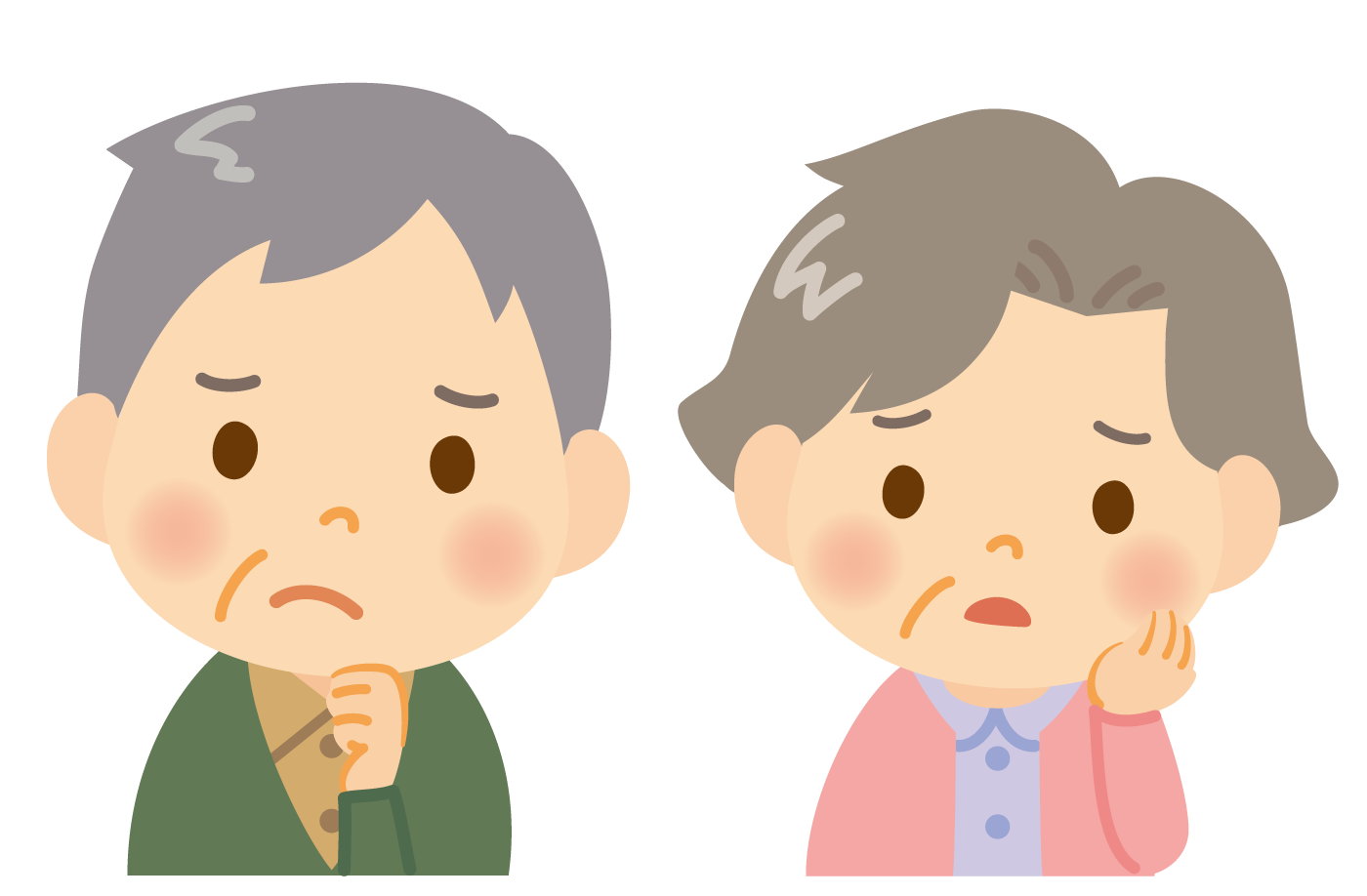 困った高齢の夫婦のイラスト