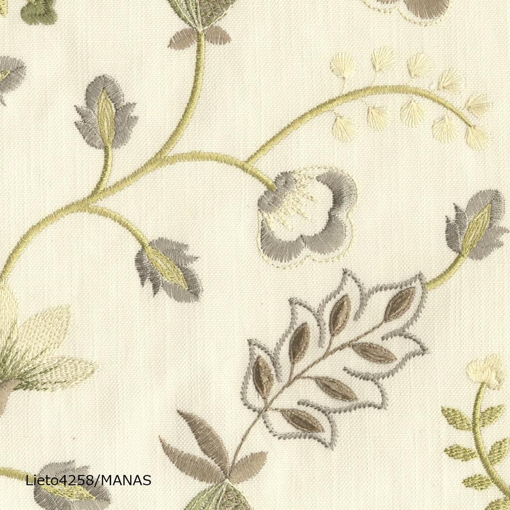 リエット～リズミカルな花柄×オリーブグリーンM09【45㎝角クッション】の商品画像