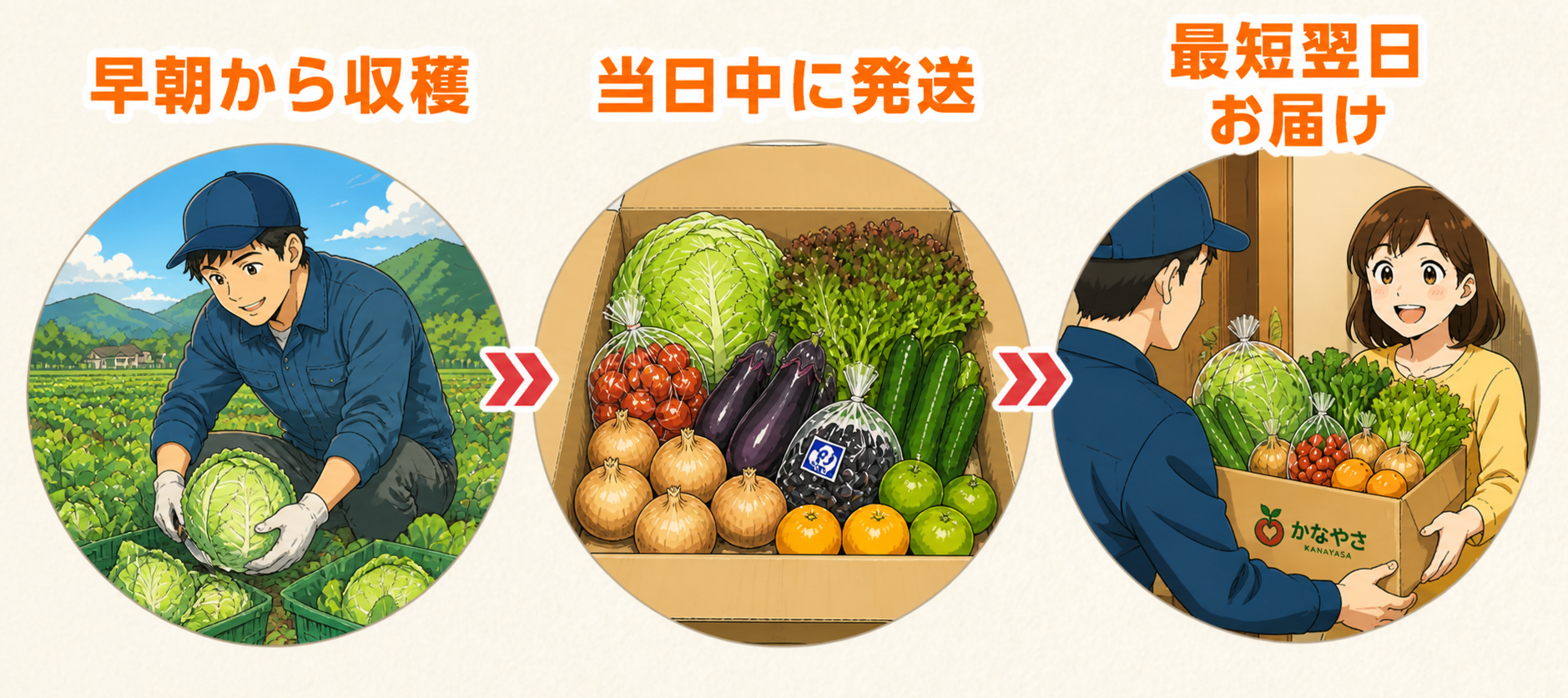 早朝から収穫・当日発送・最短翌日お届け