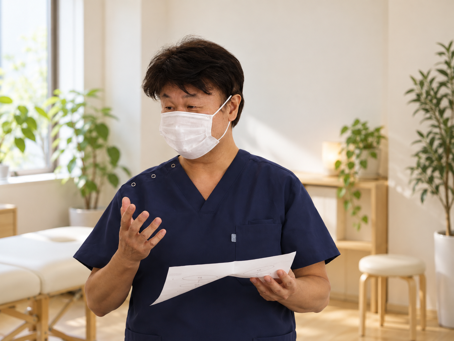 資料を手に説明している様子