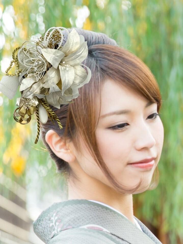 成人式 髪飾り：華美人【和紙のお花】＃772W