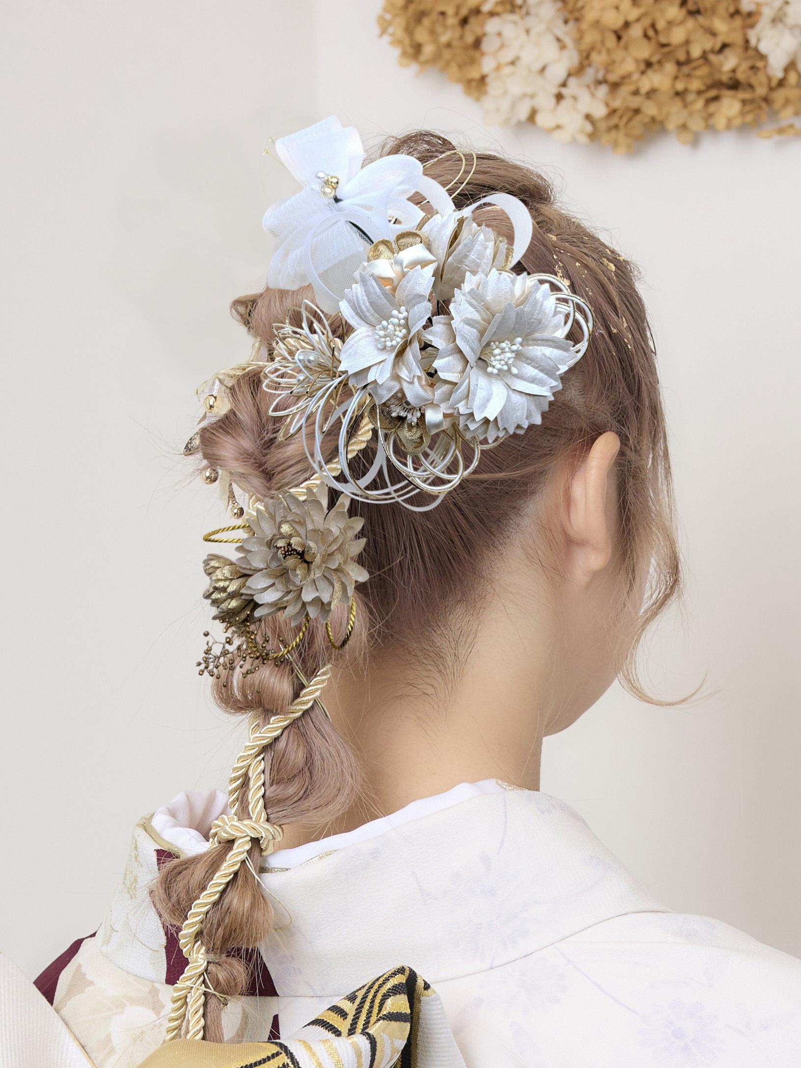 成人式 髪飾り：華美人【和紙のお花】＃771W