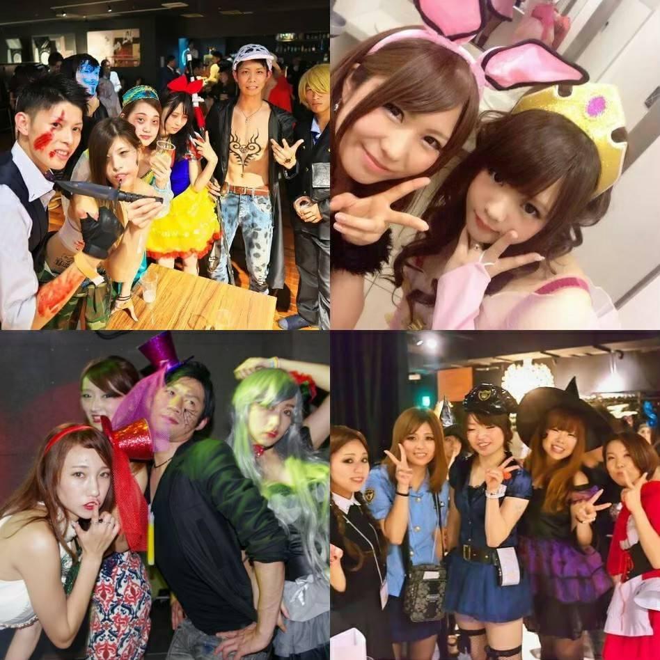 福岡クリスマスパーティーの数人の男女