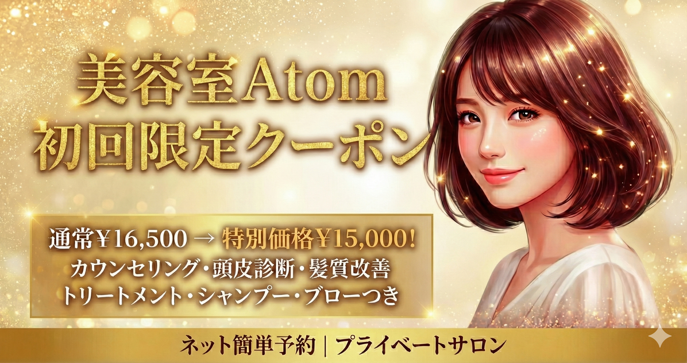 美容室Atom｜頭皮ケア＆髪質改善、京成高砂駅より徒歩1分。大人女性のためのプライベートサロン