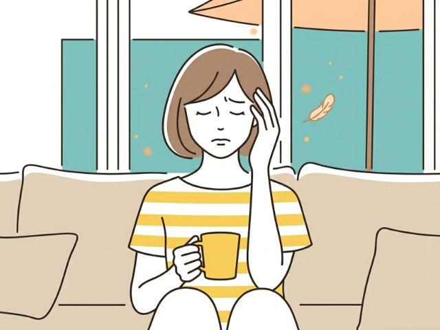 子育てで悩んでいる女性のイラスト