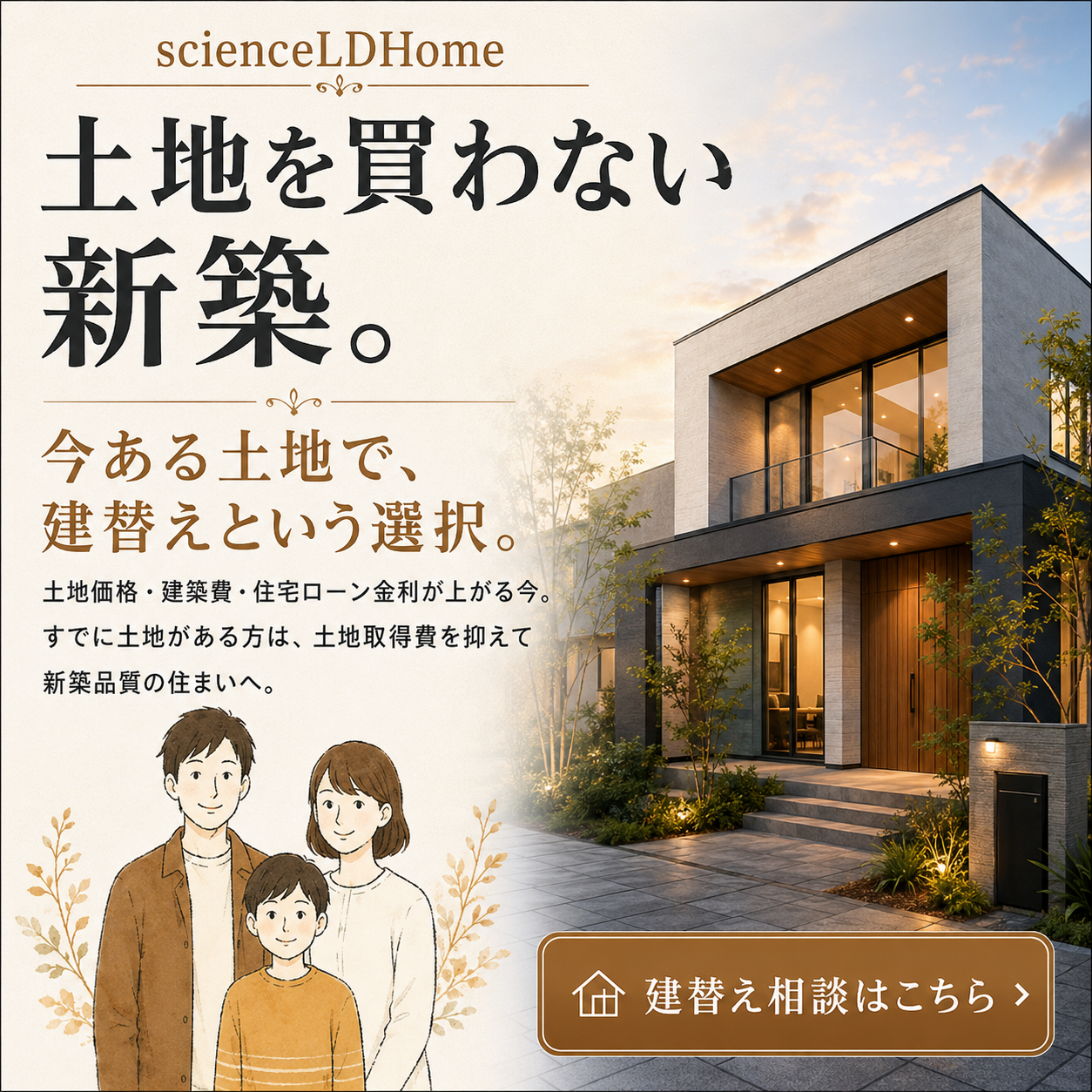 注文住宅の建て替え相談｜今ある土地を活用｜サイエンスLDホーム