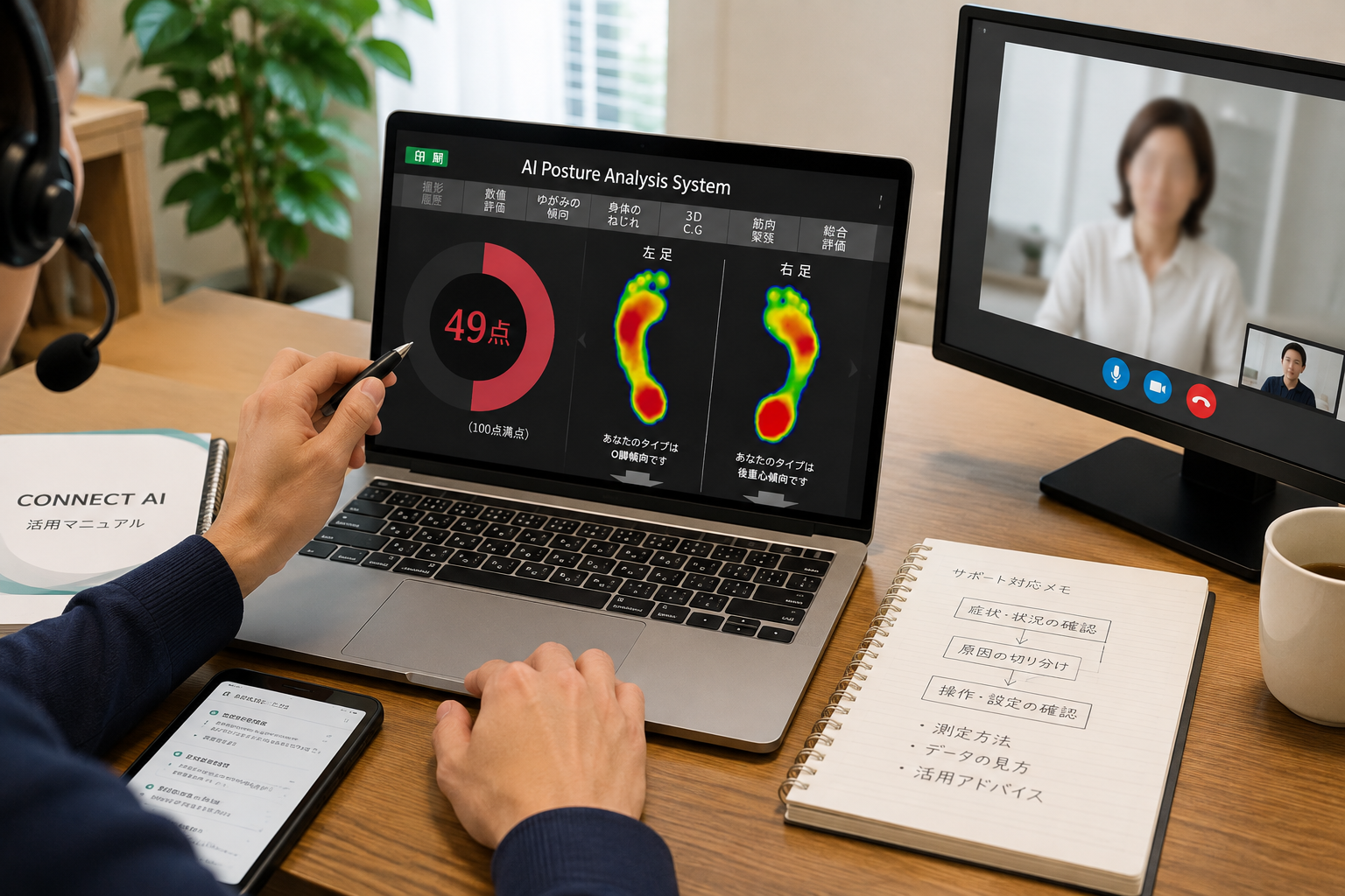 CONNECT AIサポートセンターによるオンラインサポートのイメージ