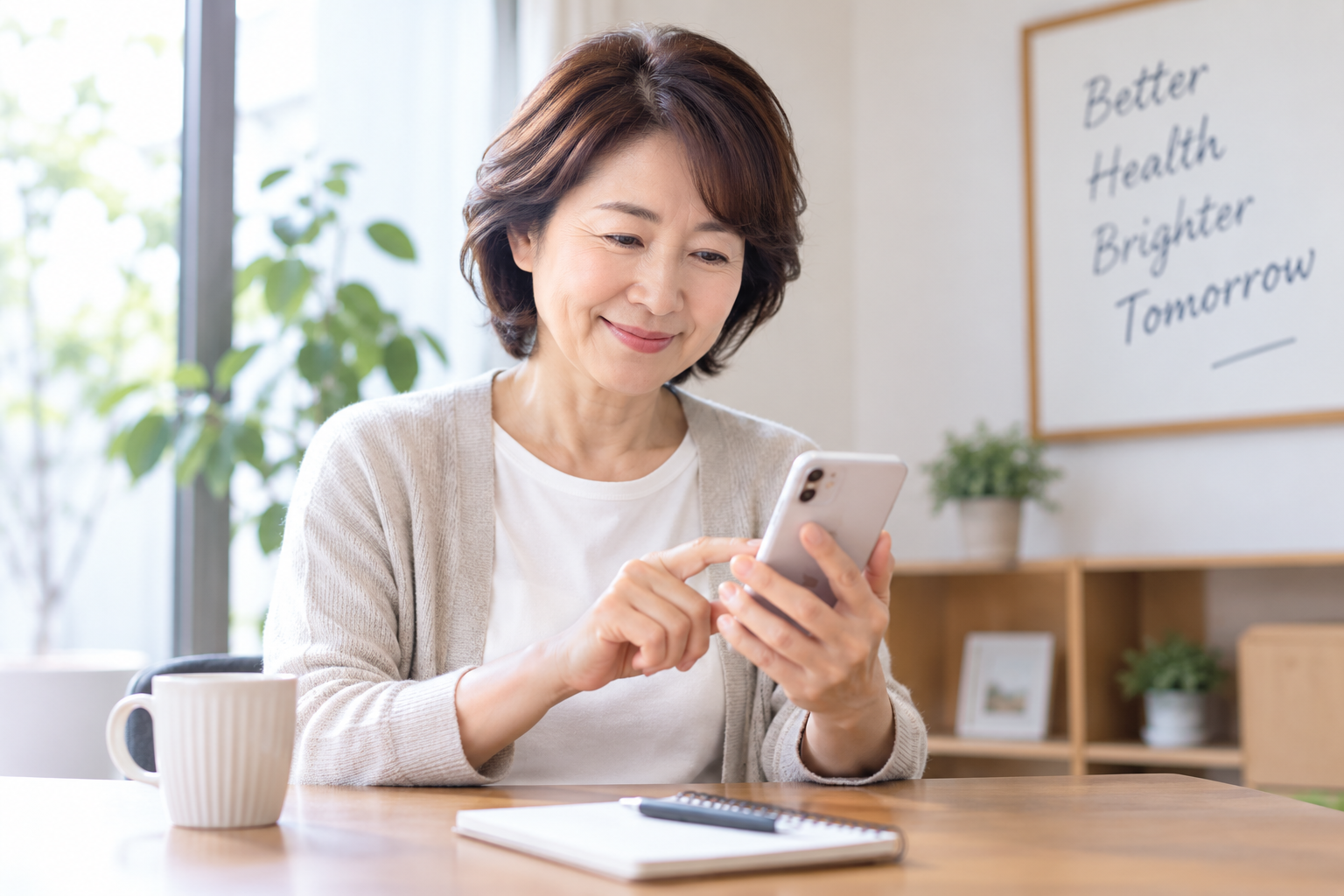 来院前にスマートフォンで情報を確認するクライアント