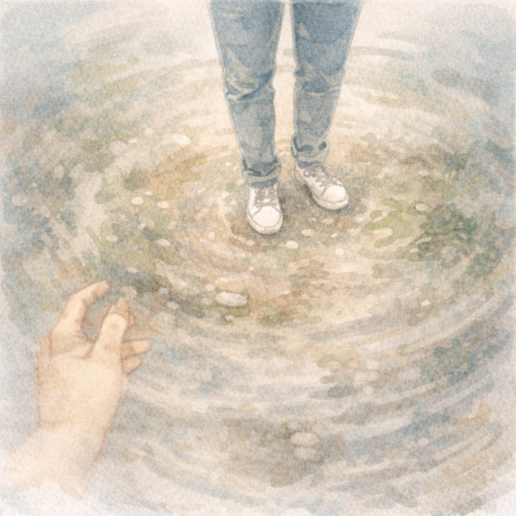 形や輪郭が定まらず、感覚だけが宙に浮いているように感じられる余白のある風景