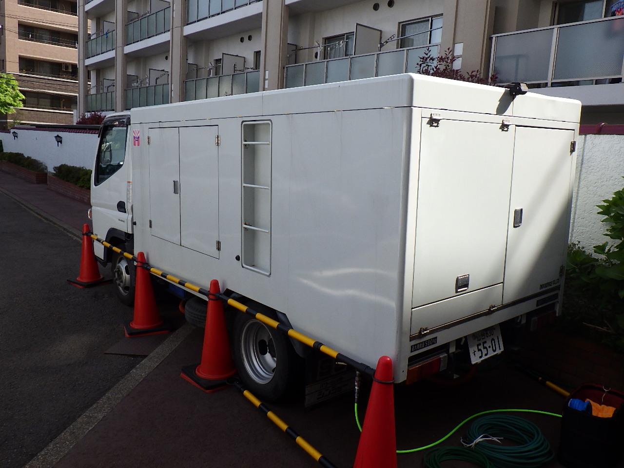 建築物排水管の高圧洗浄設備車1
