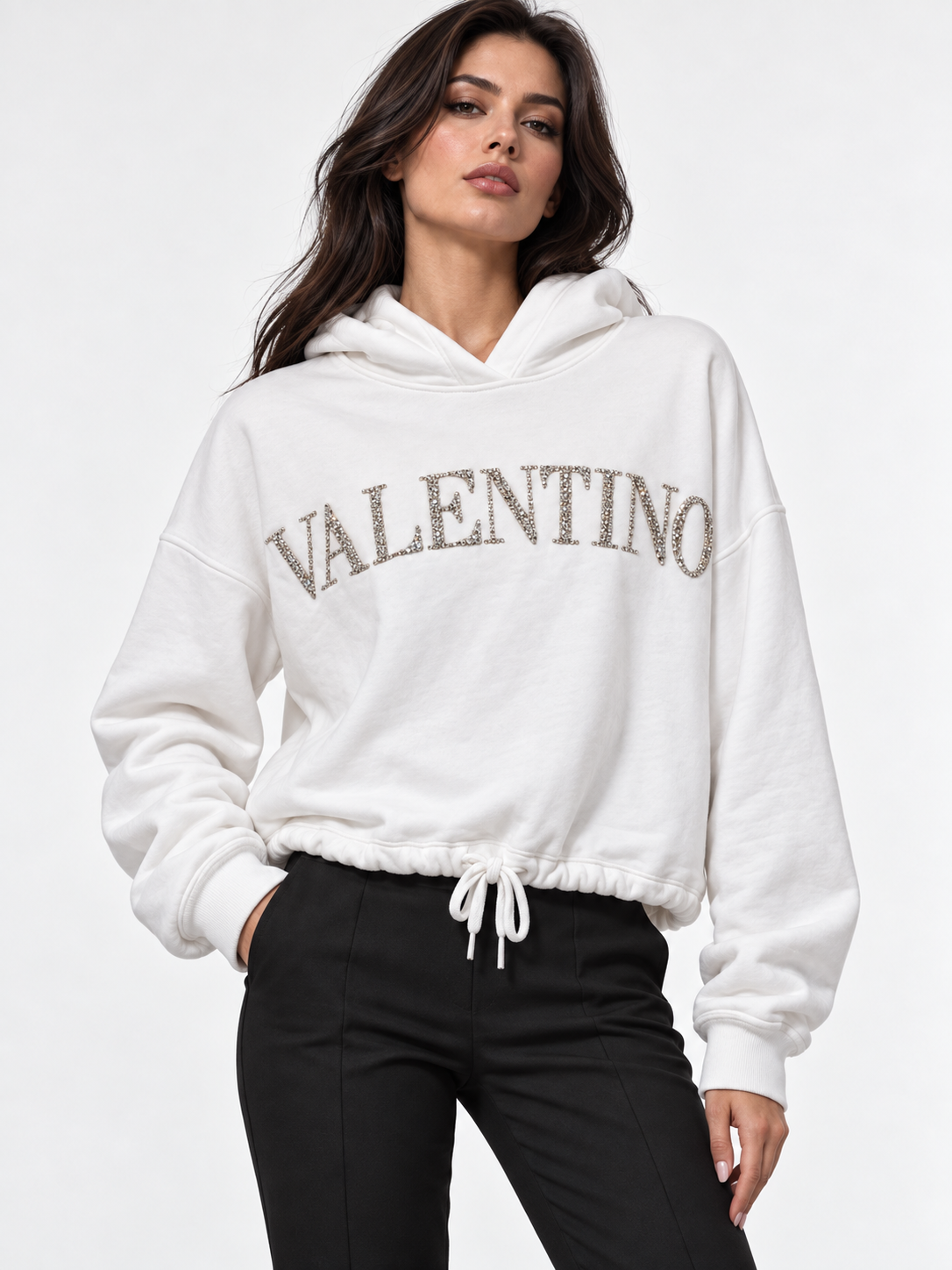 裏起毛VALENTINO 2B3MF21C7PS　白パーカーＳサイズの商品画像