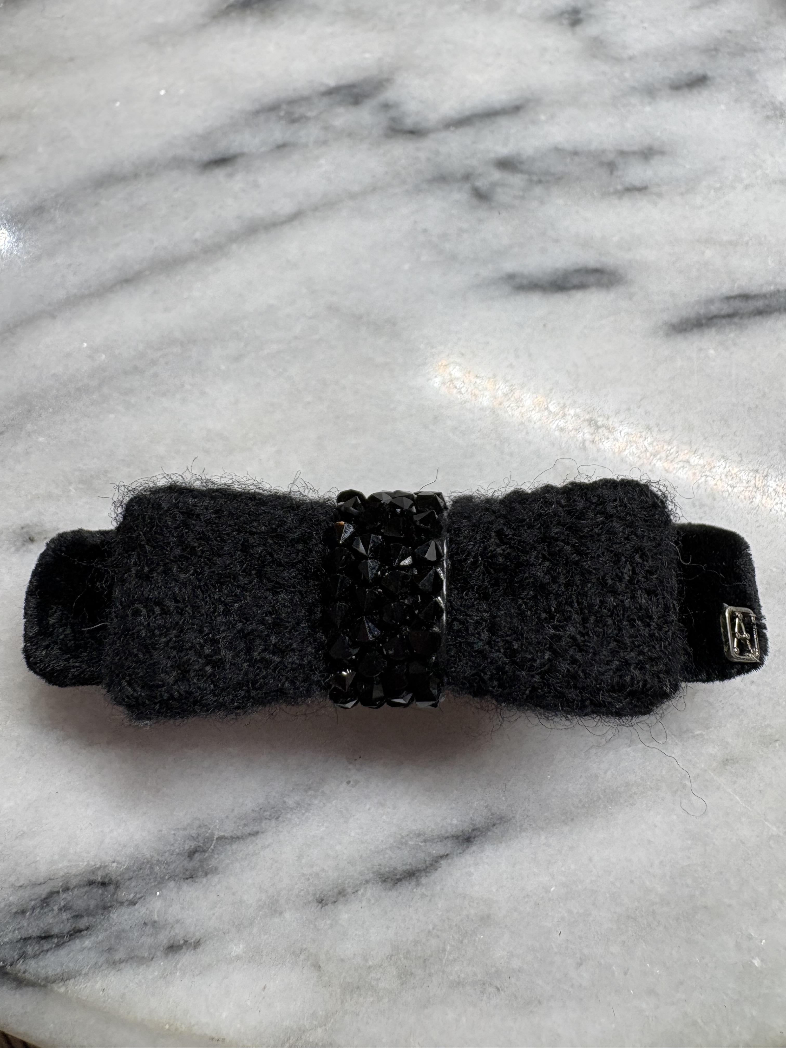 Alexandre de parisアレクサンドル黒ベロア×ツィードミニリボンバレッタの商品画像