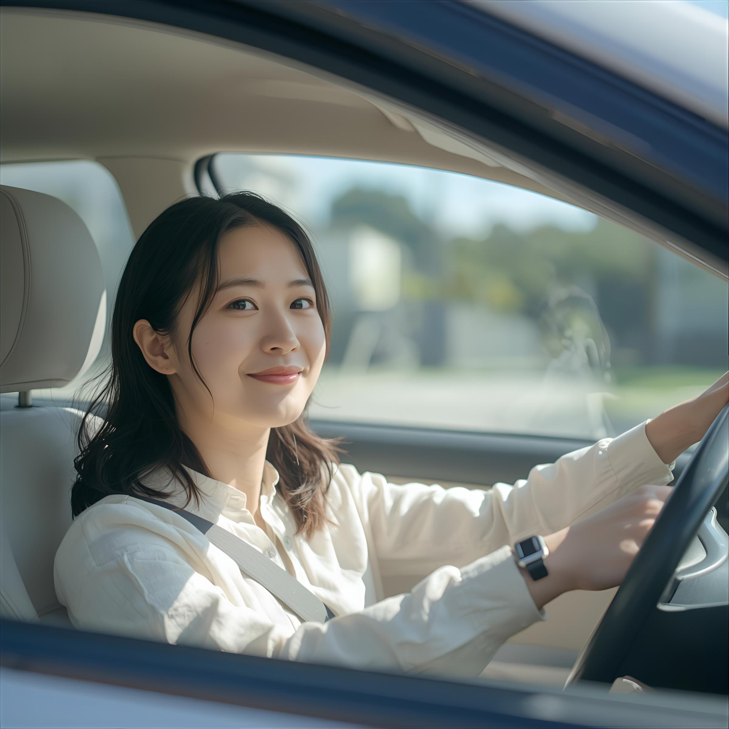 少し運転感覚が身に付いてきた女性