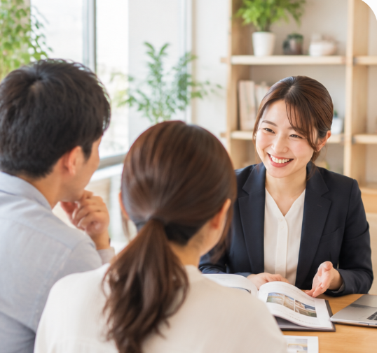 TOM不動産で住まいについて相談するお客様