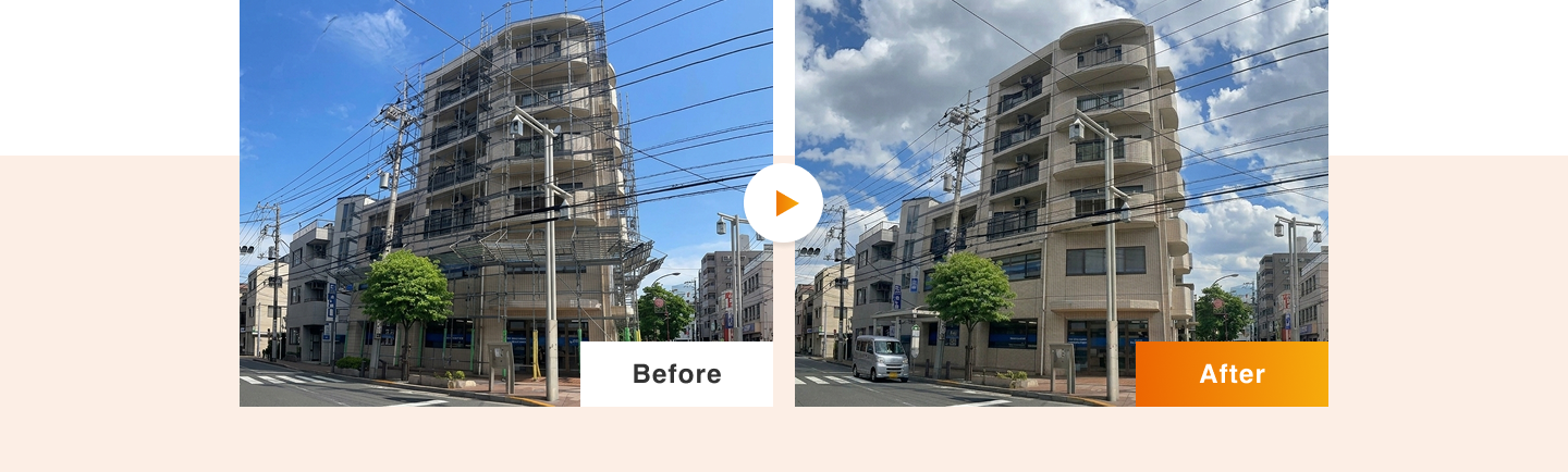 ６階建マンション大規模修繕工事ビフォーアフターPC版画像