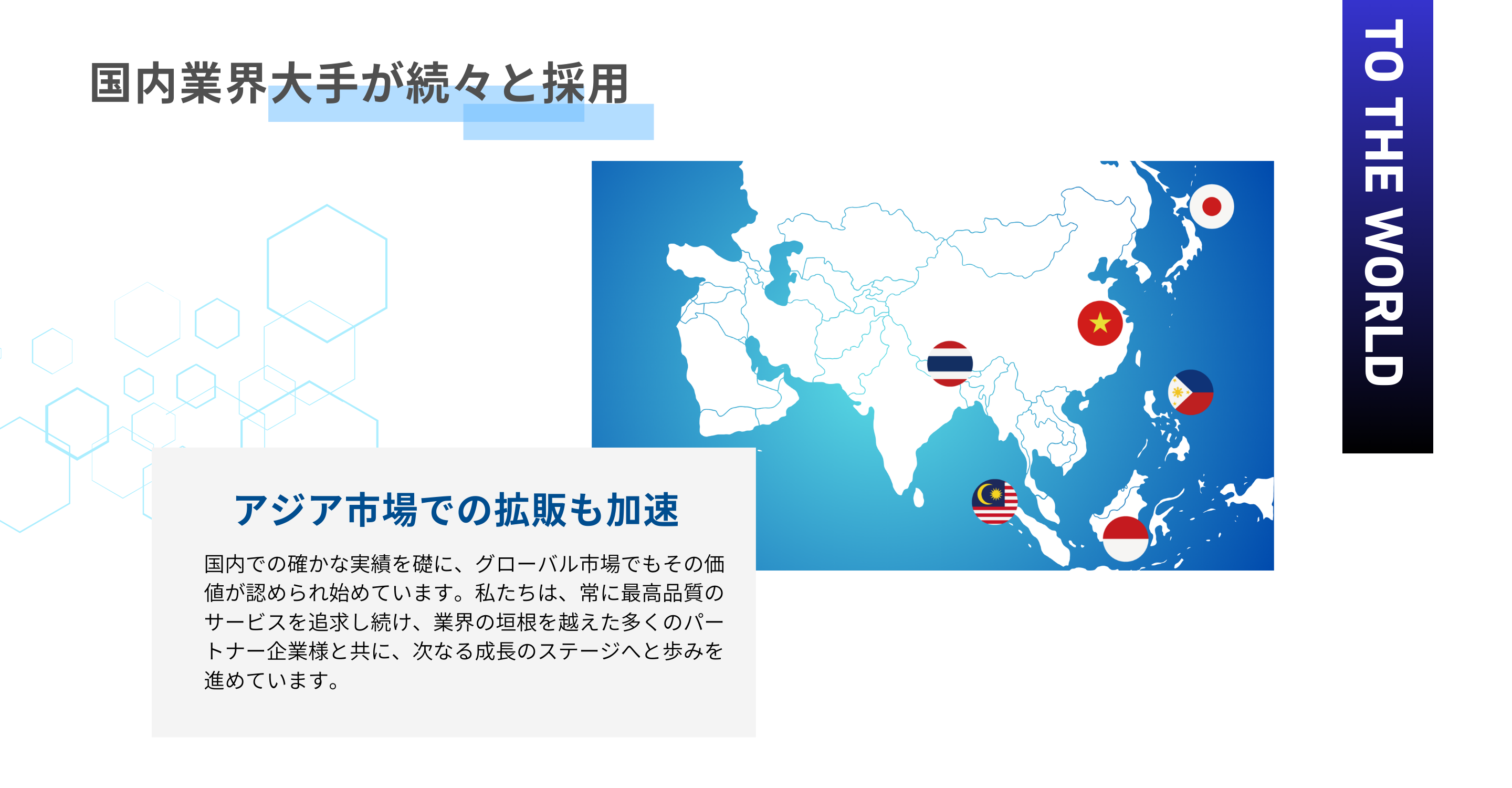 国内業界大手の採用実績とアジア市場への展開。グローバル市場で加速するα-HTの導入実績。