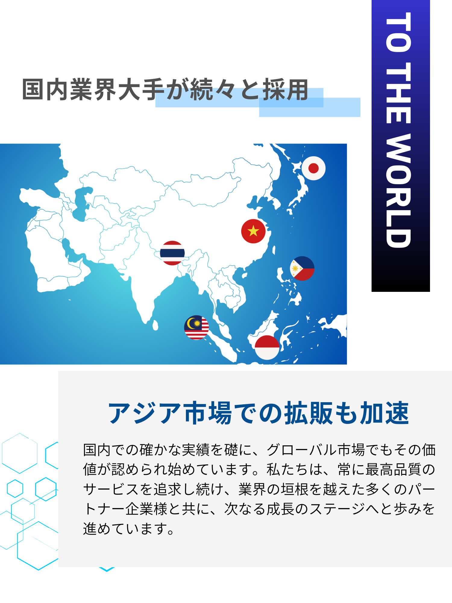 国内業界大手の採用実績とアジア市場への展開。グローバル市場で加速するα-HTの導入実績。