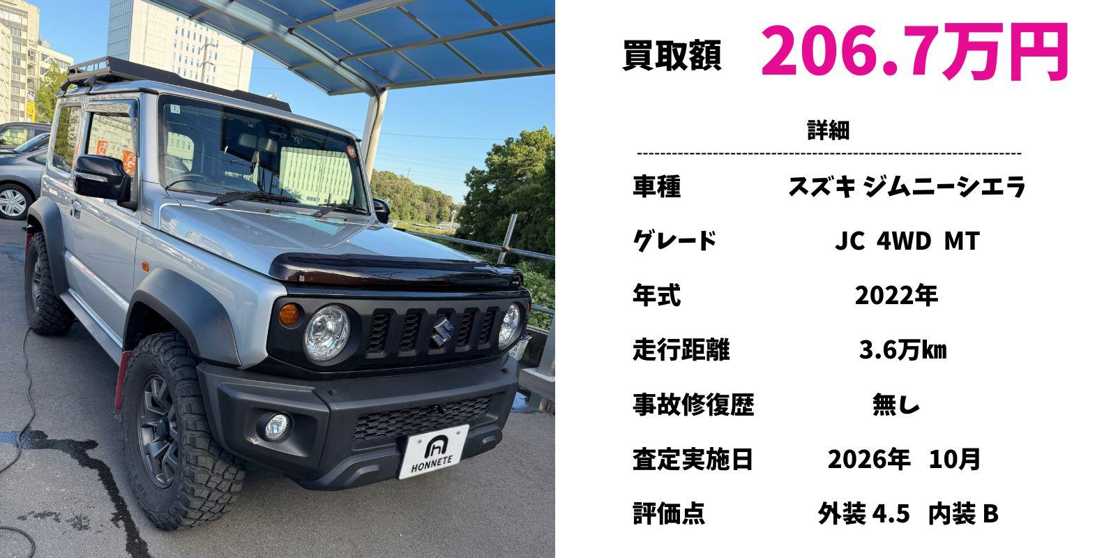 スズキ ジムニーシエラ 中古車買取 豊明