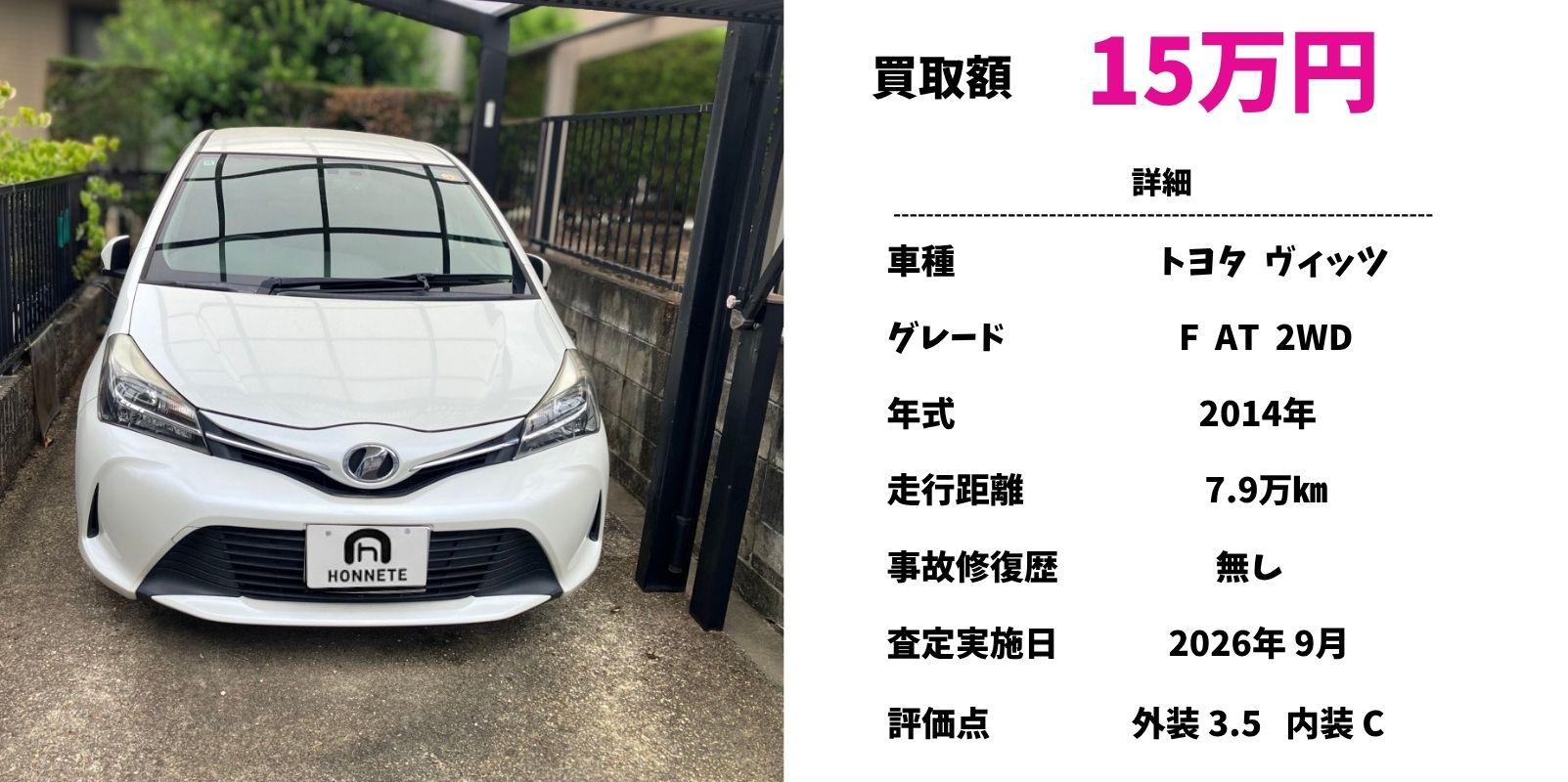 トヨタ ヴィッツ 中古車買取豊明