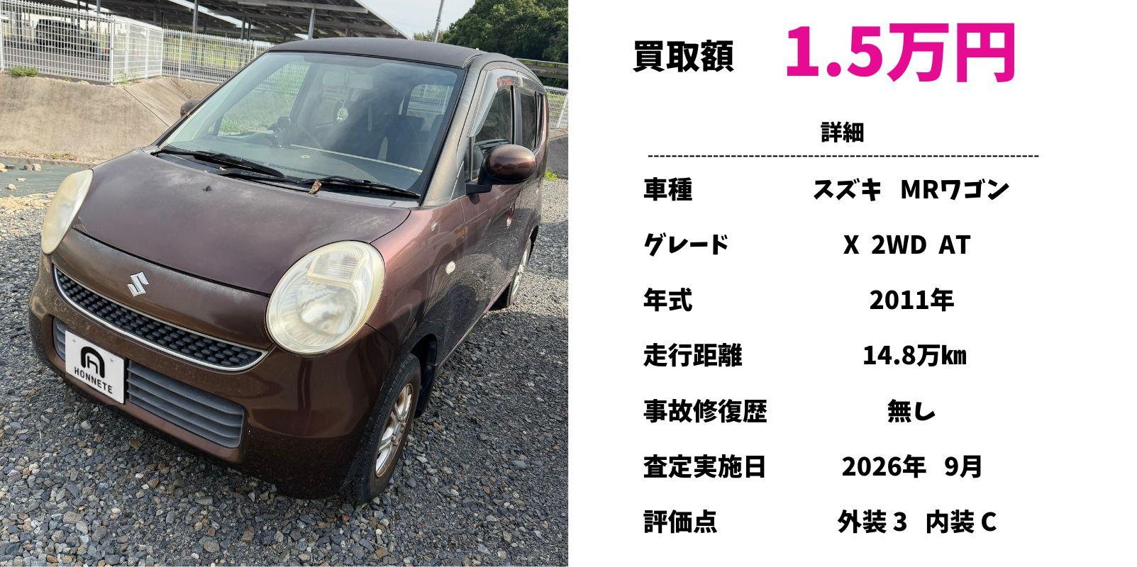 スズキ MRワゴン 中古車買取 豊明