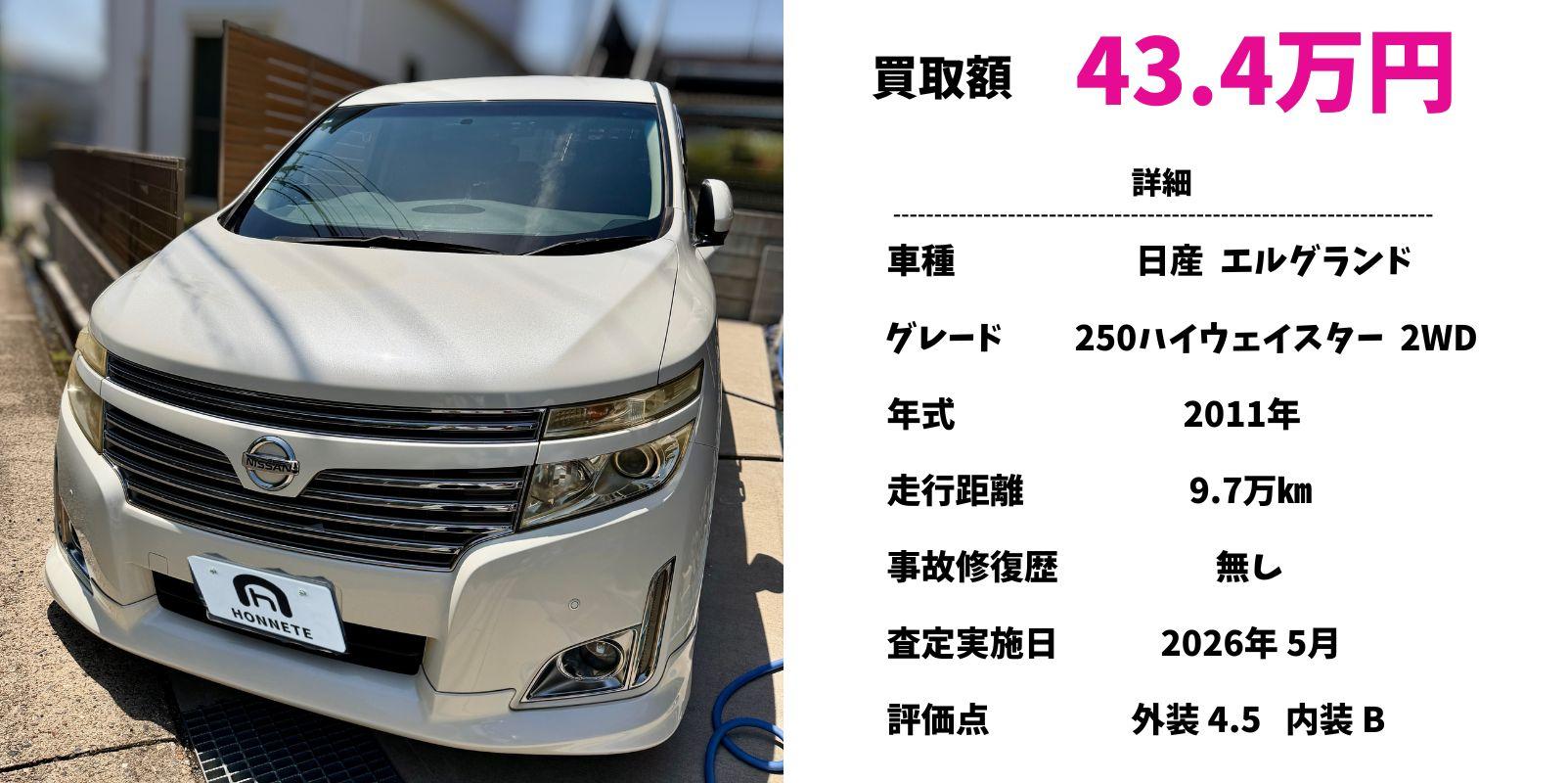 日産 エルグランド 中古車査定 豊明