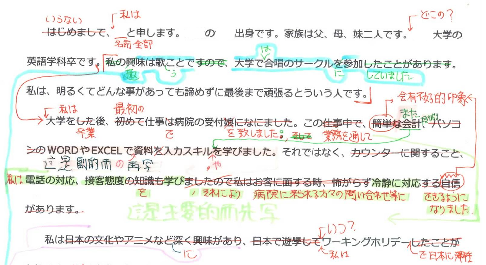 A Japanese text document with numerous handwritten notes and corrections.