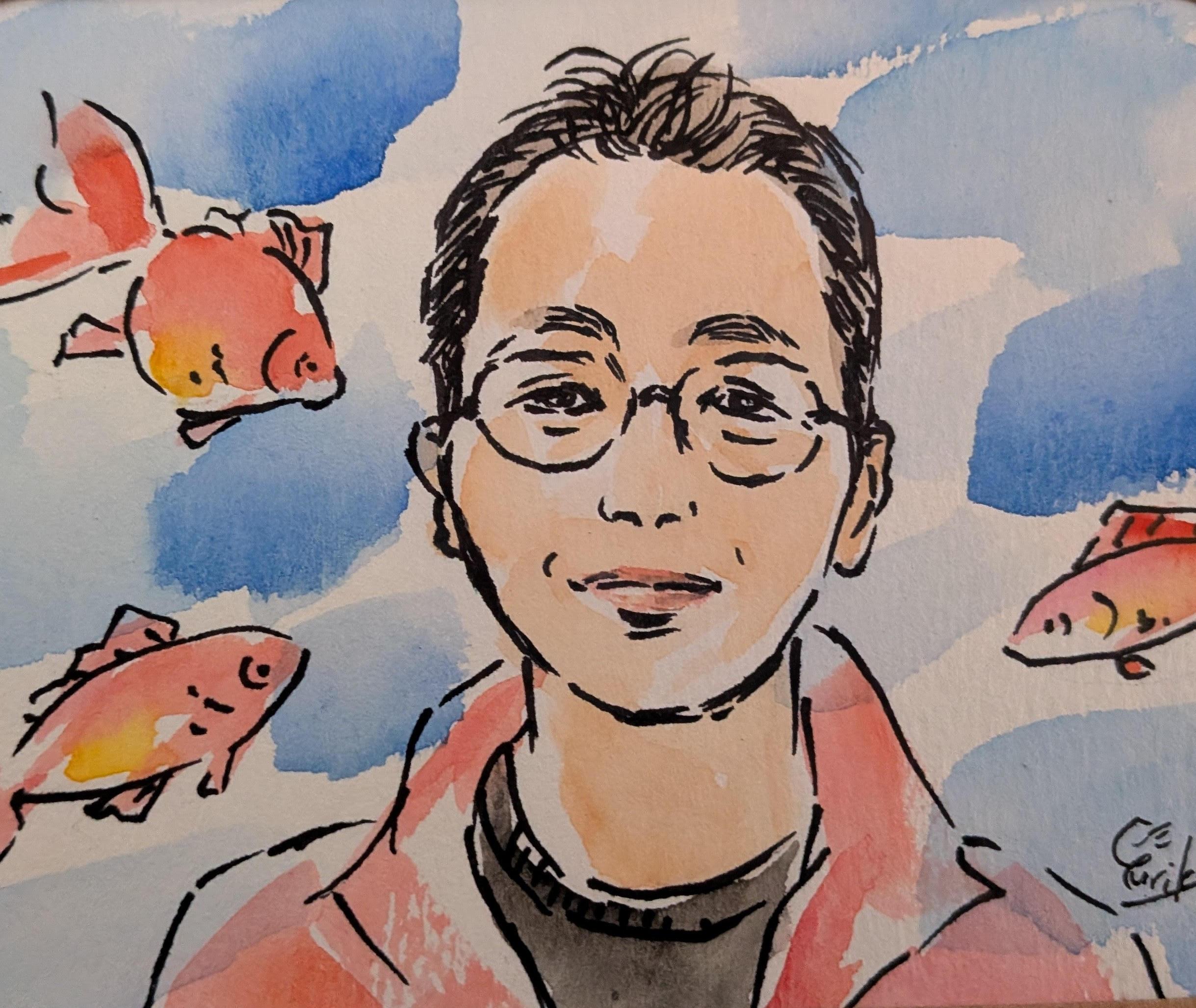 地元イベントで描いていただいたお気に入り自画像
