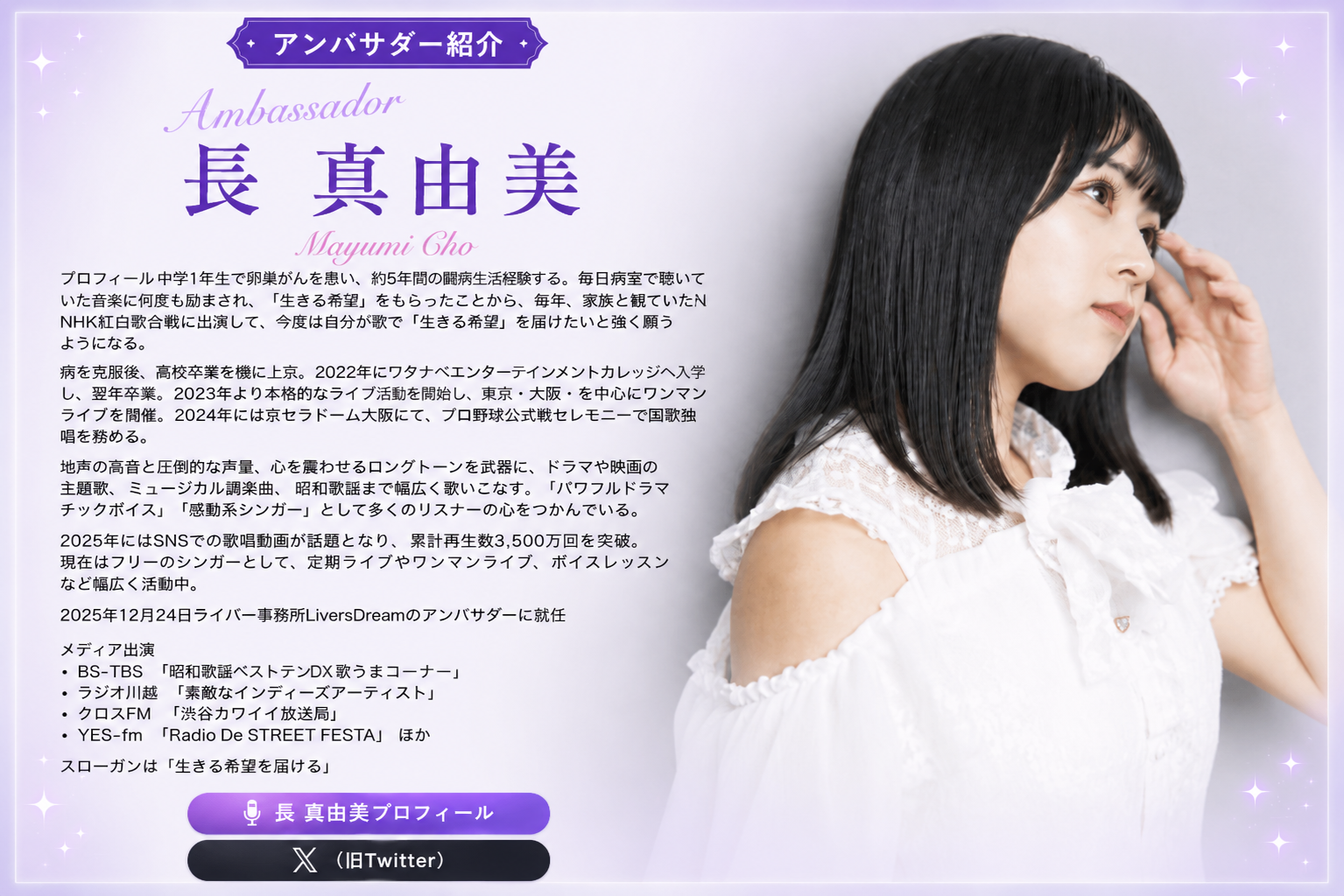 LiversDreamアンバサダー 長真由美プロフィール