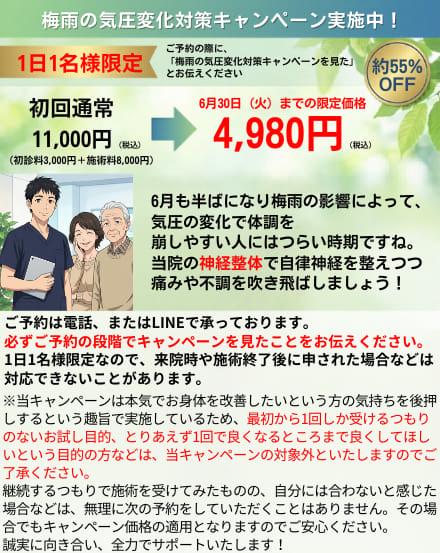 名古屋市北区の平安通整骨院のお得なキャンペーン情報
